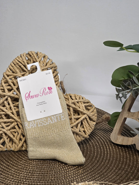 RAVISSANTE - Chaussette à Paillette Enfant  Beige