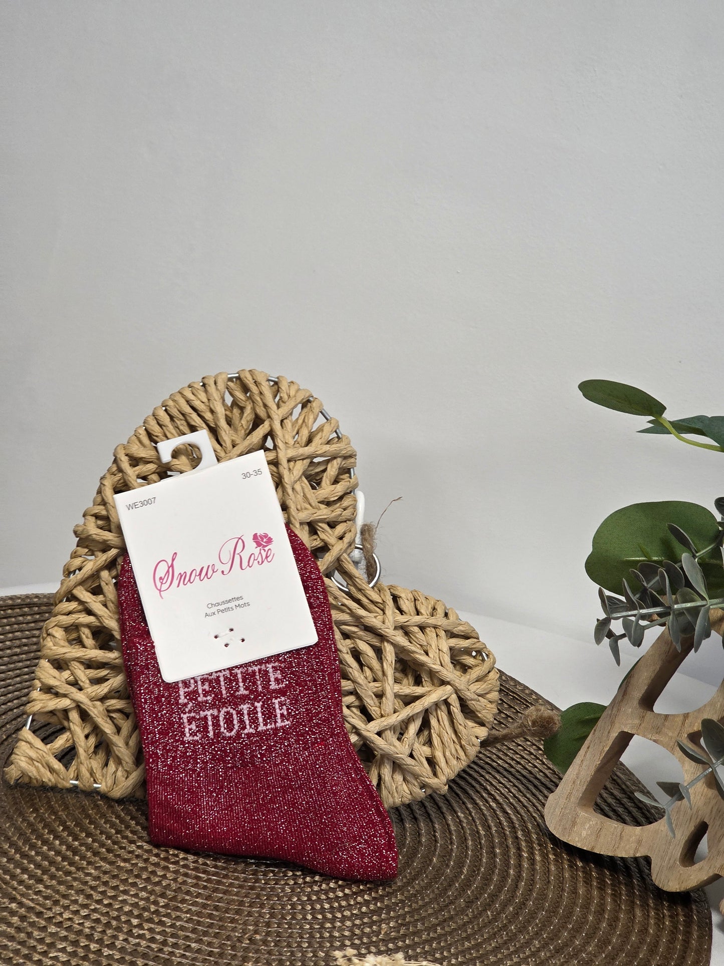 PETITE ETOILE - Chaussette à Paillette Enfant  Rouge Foncé