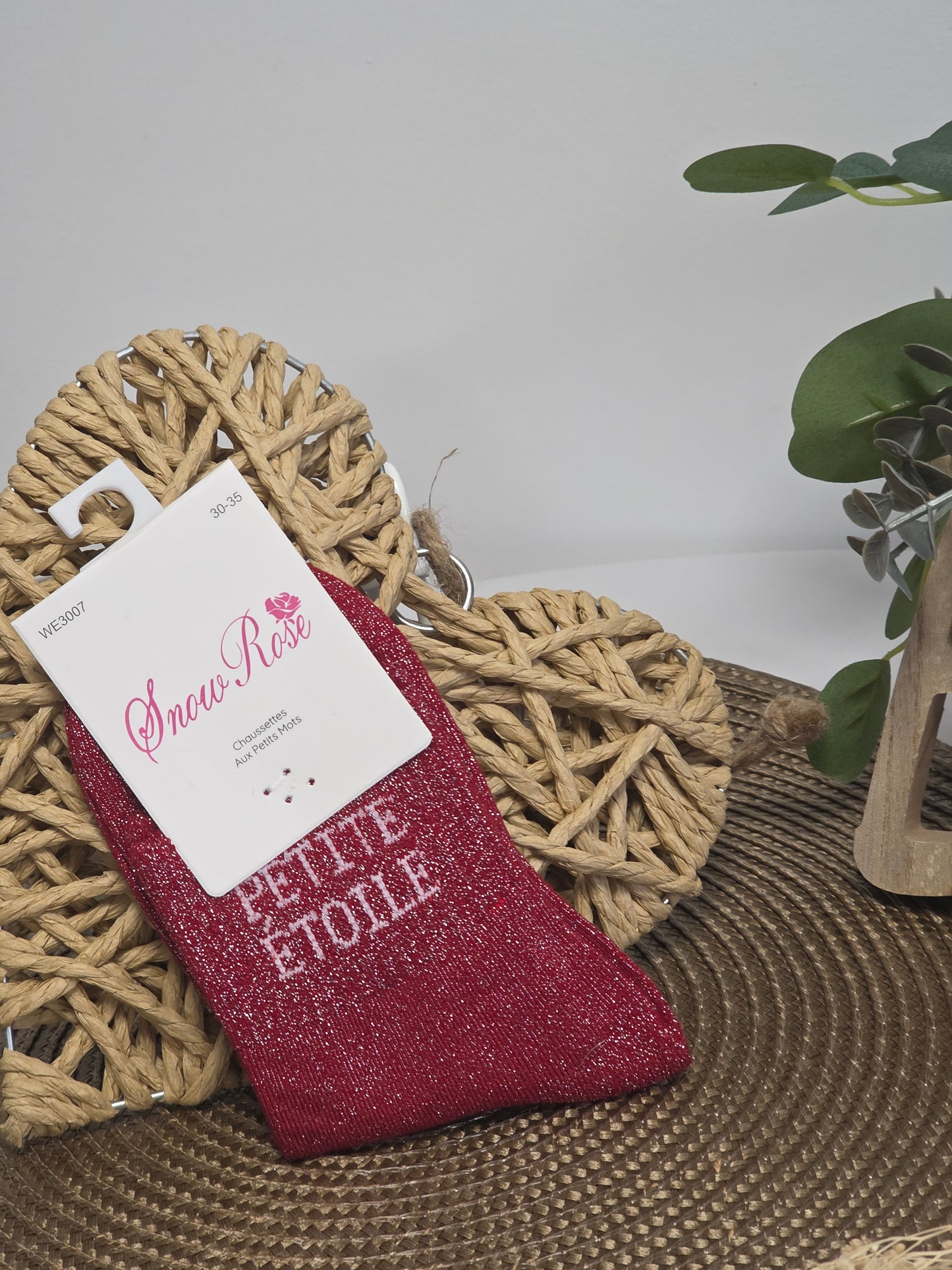 PETITE ETOILE - Chaussette à Paillette Enfant  Rouge Foncé