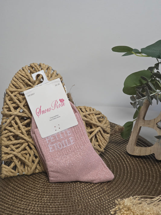 PETITE ETOILE - Chaussette à Paillette Enfant  Rose