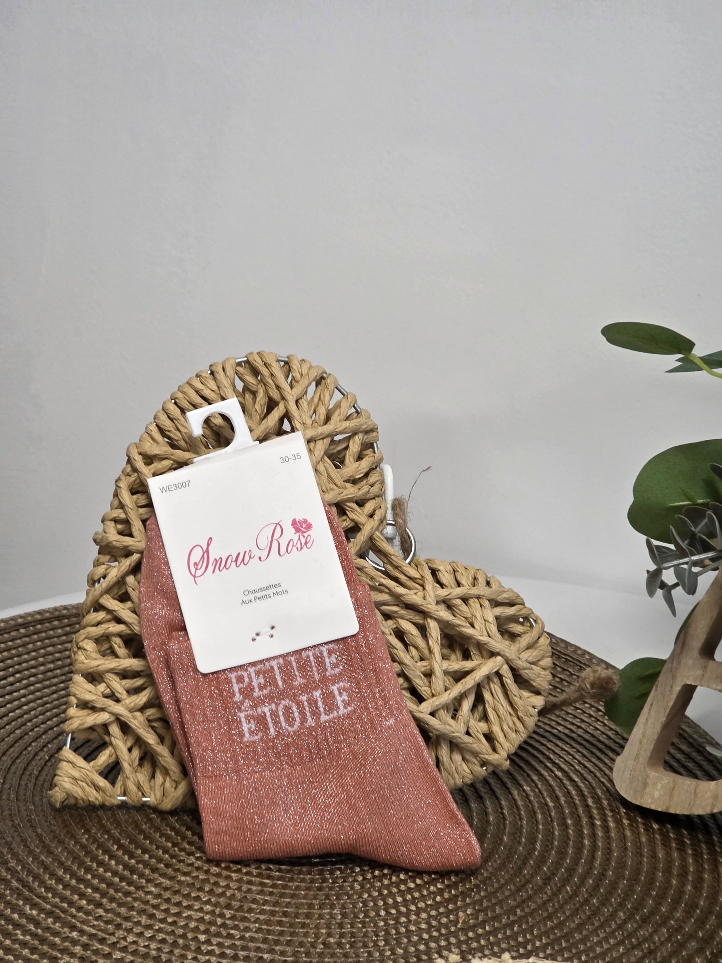 PETITE ETOILE - Chaussette à Paillette Enfant  Corail Foncé