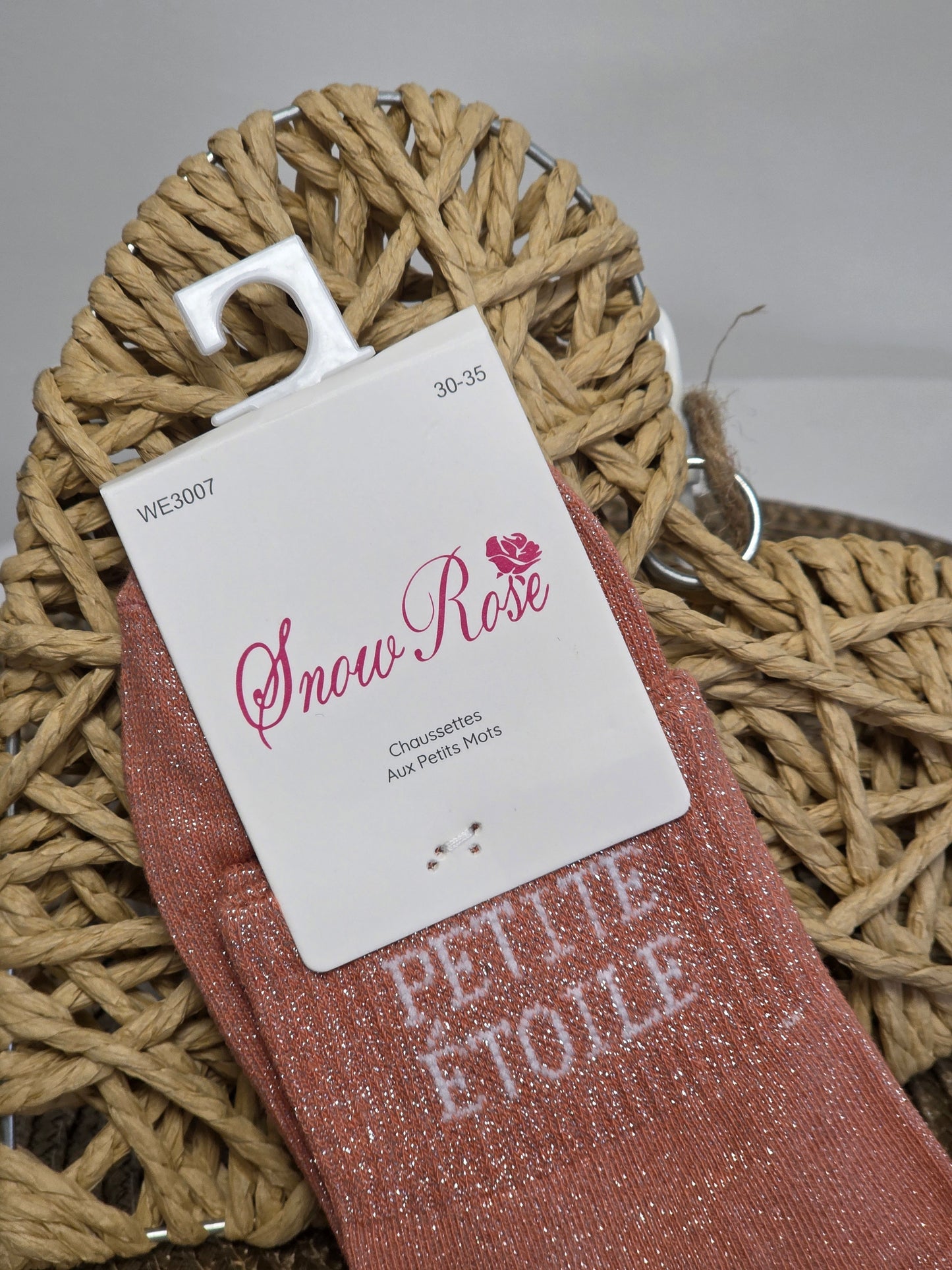PETITE ETOILE - Chaussette à Paillette Enfant  Corail Foncé