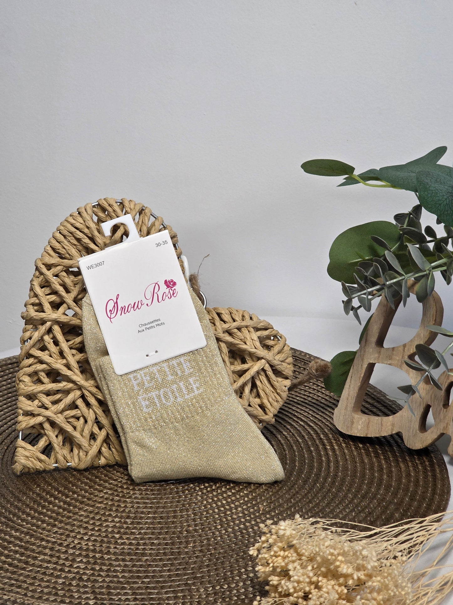 PETITE ETOILE - Chaussette à Paillette Enfant  Beige