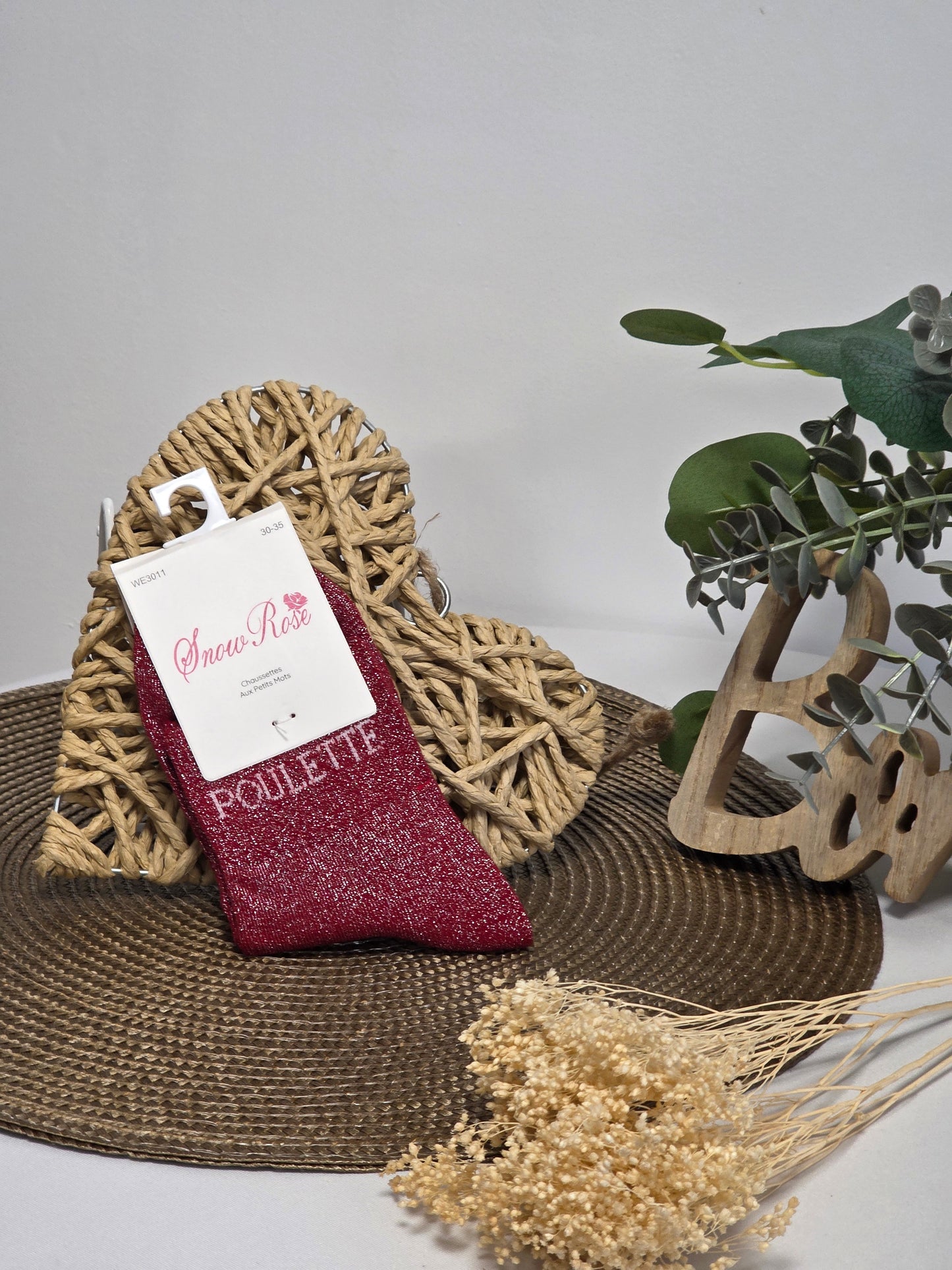 POULETTE - Chaussette à Paillette Enfant  Rouge Foncé