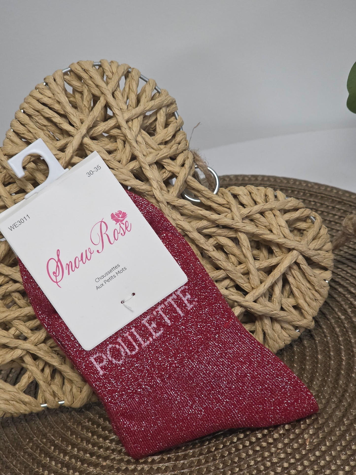 POULETTE - Chaussette à Paillette Enfant  Rouge Foncé