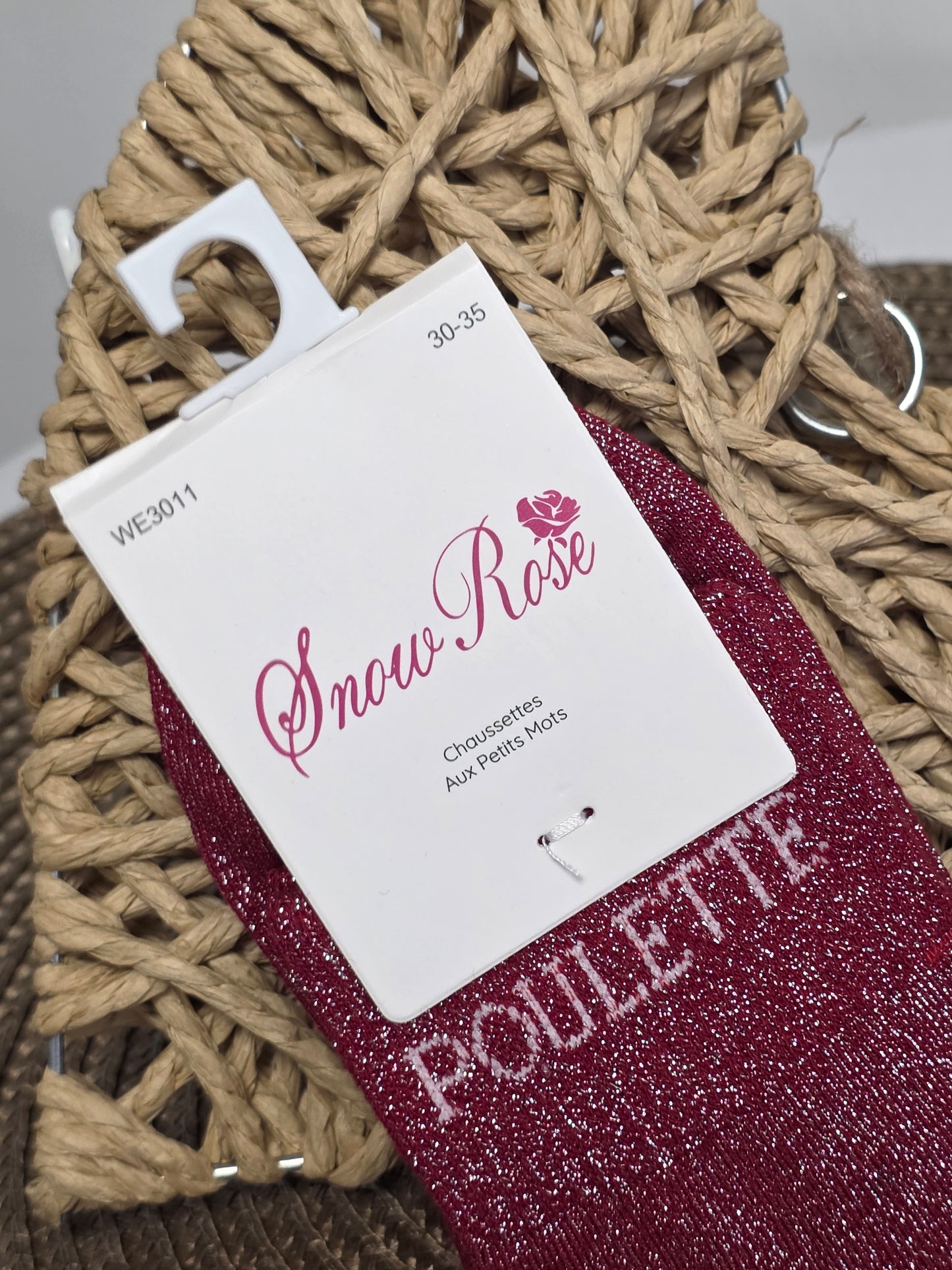POULETTE - Chaussette à Paillette Enfant  Rouge Foncé