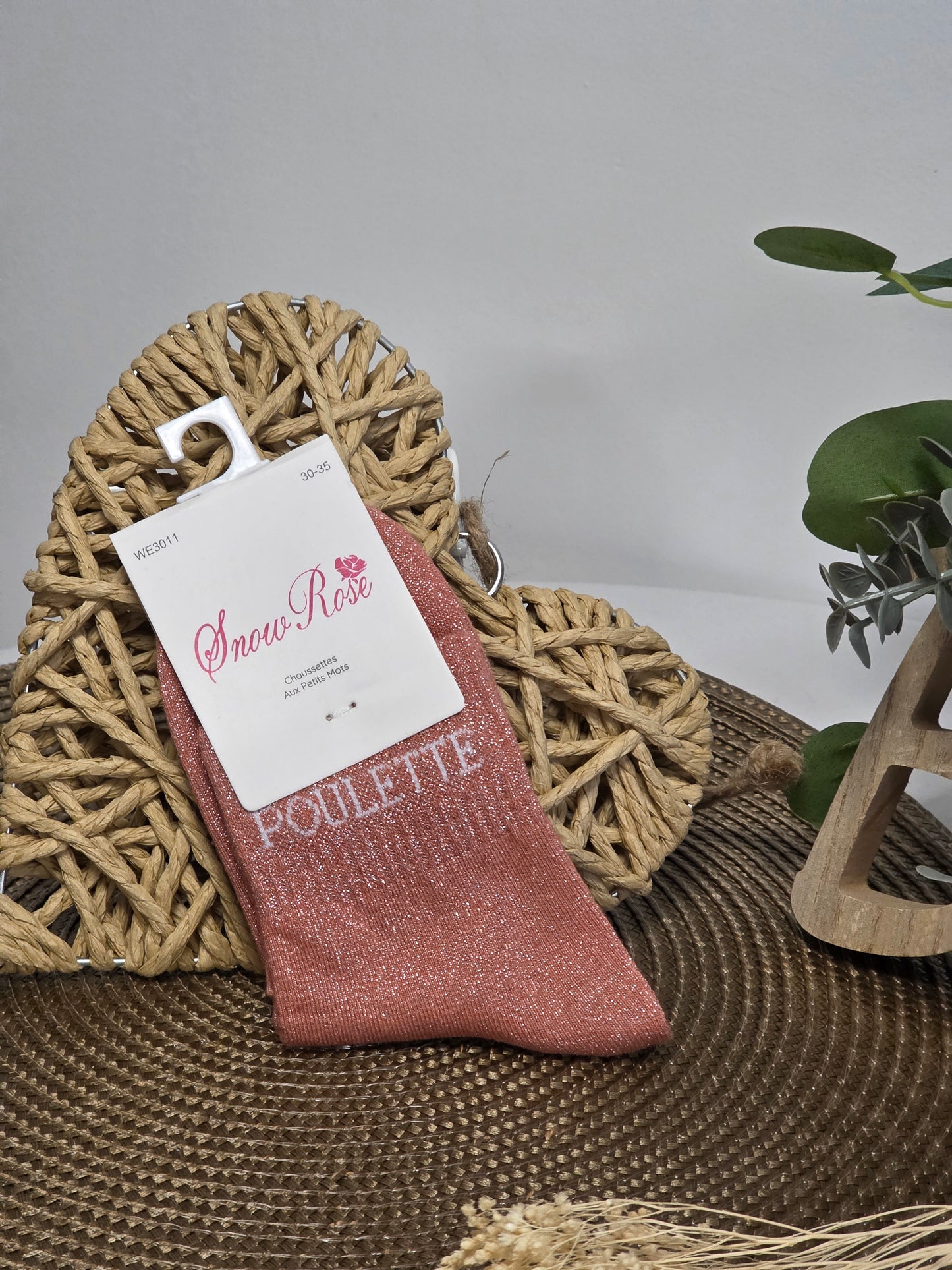 POULETTE - Chaussette à Paillette Enfant  Corail Foncé