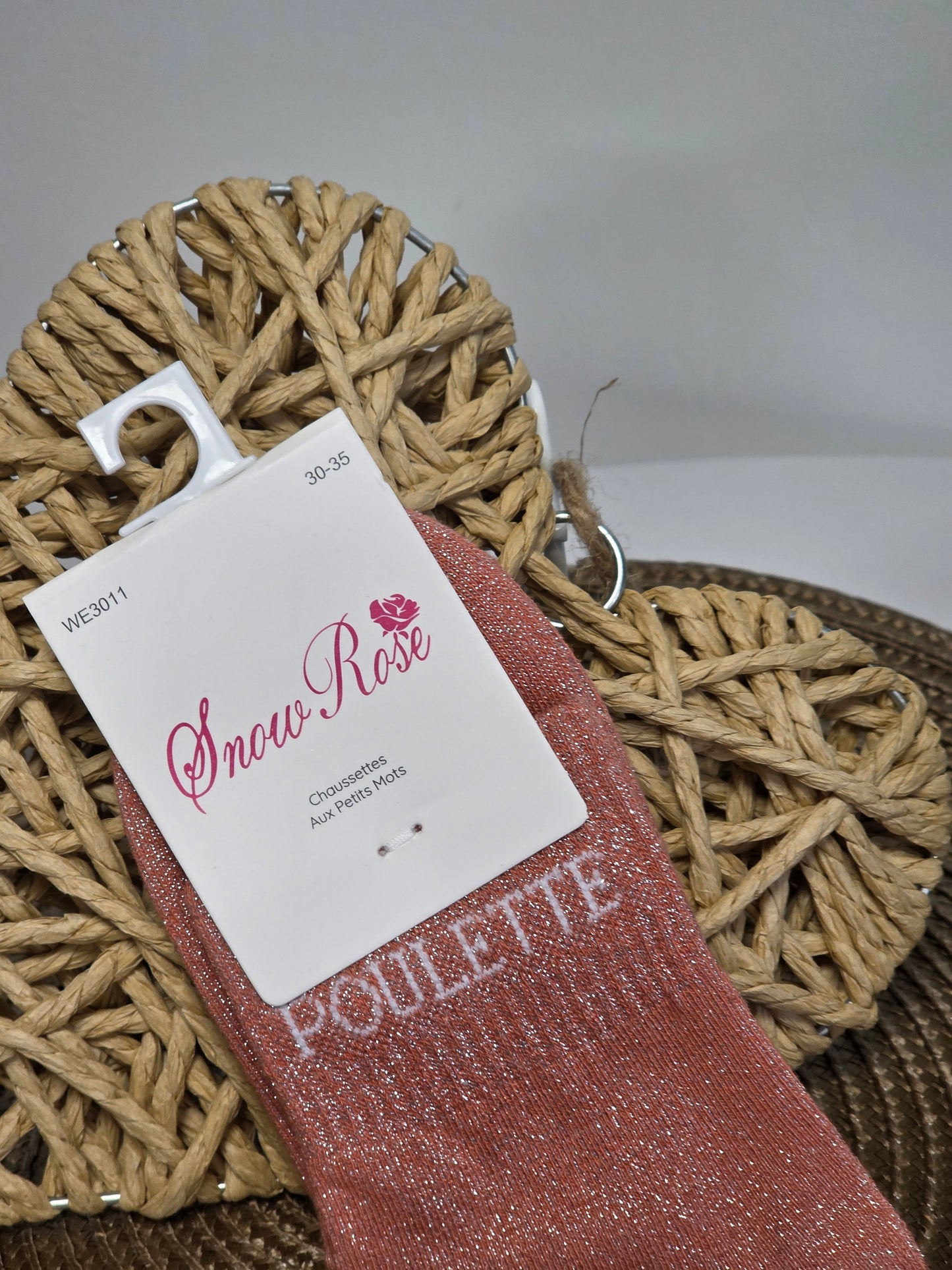 POULETTE - Chaussette à Paillette Enfant  Corail Foncé