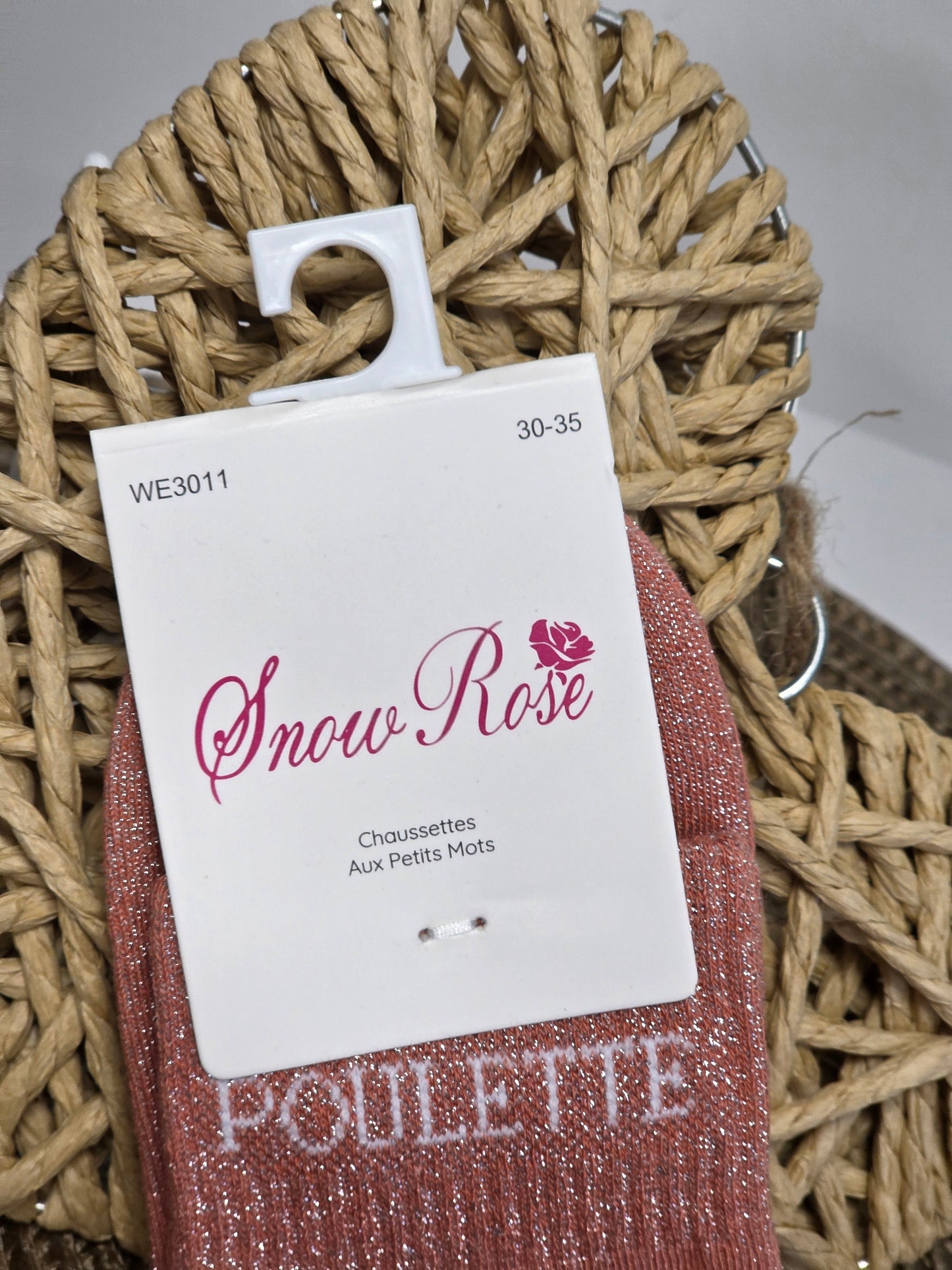 POULETTE - Chaussette à Paillette Enfant  Corail Foncé
