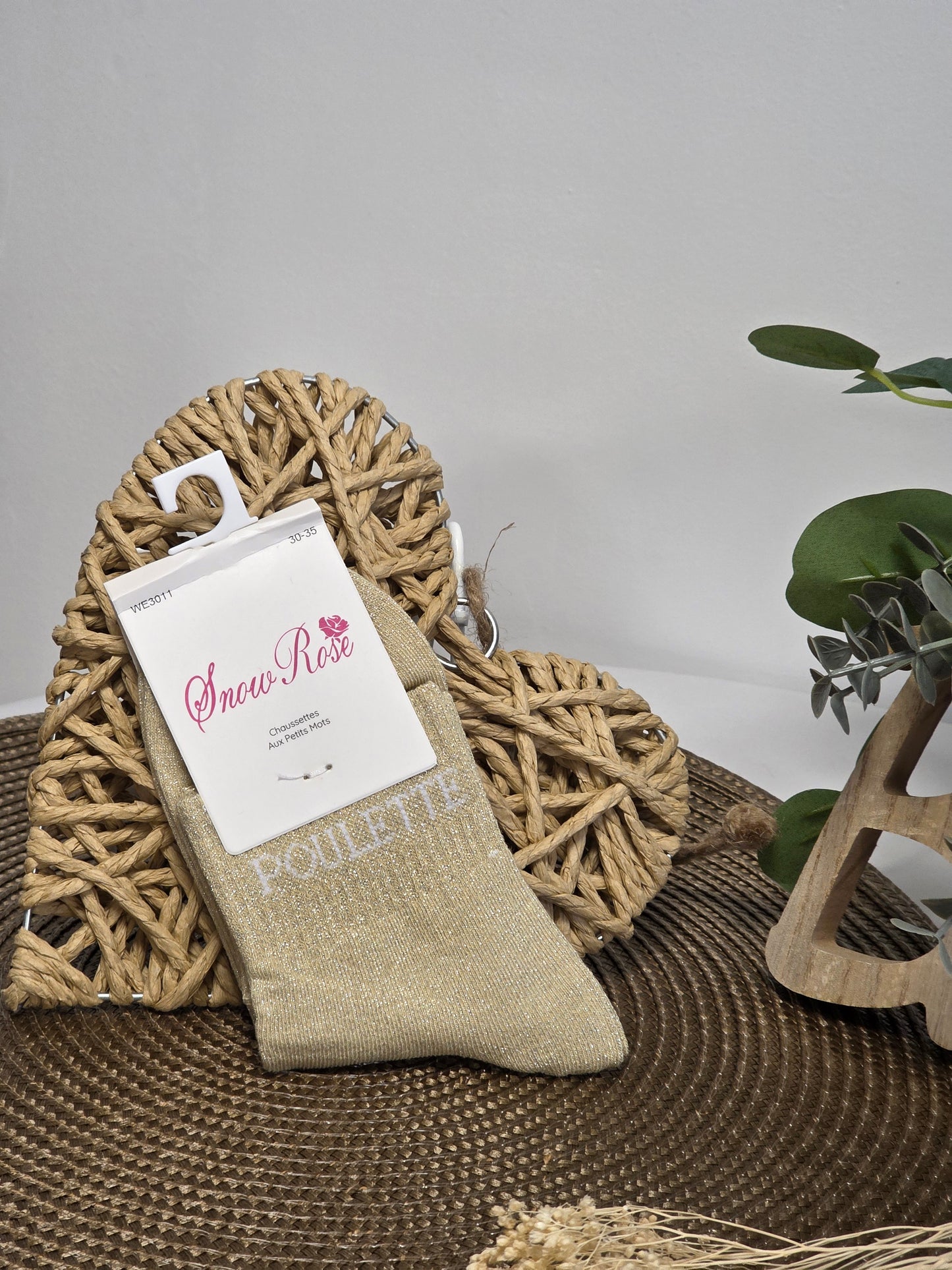 POULETTE - Chaussette à Paillette Enfant  Beige