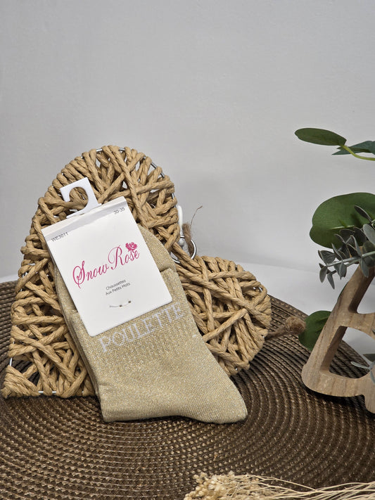 POULETTE - Chaussette à Paillette Enfant  Beige