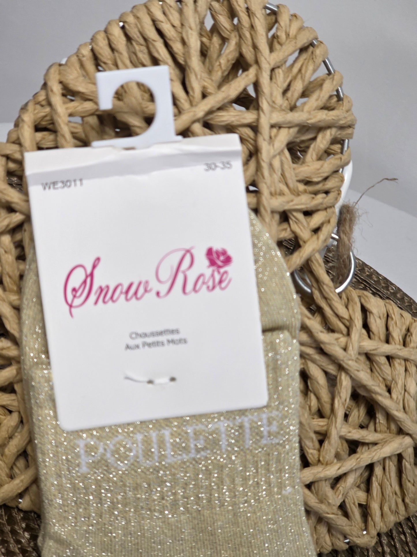 POULETTE - Chaussette à Paillette Enfant  Beige