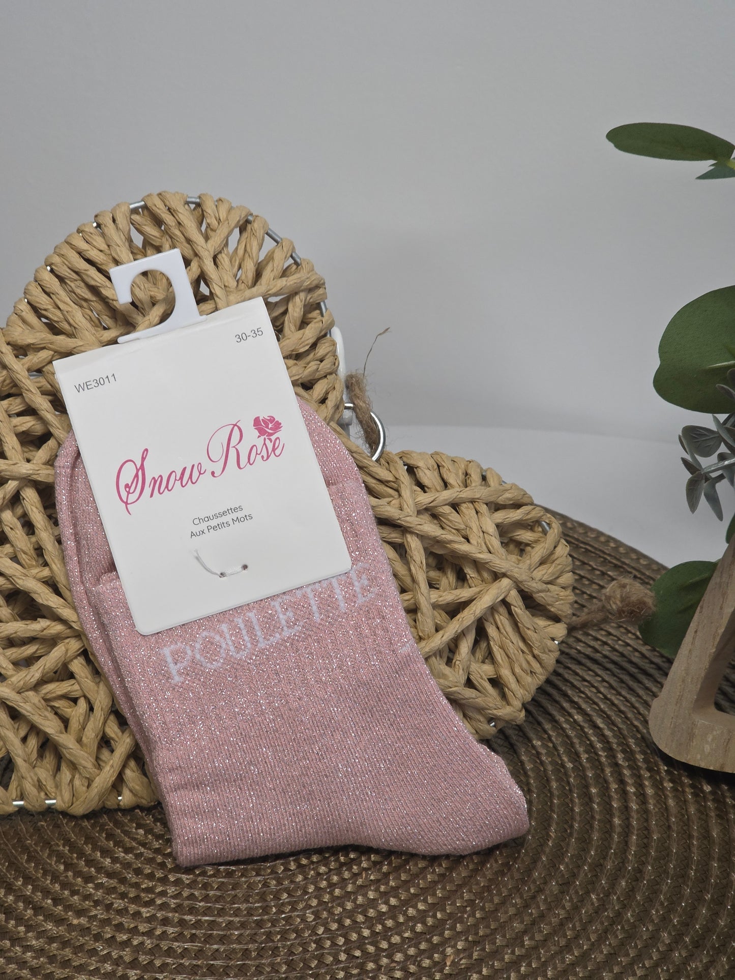 POULETTE - Chaussette à Paillette Enfant  Rose Clair