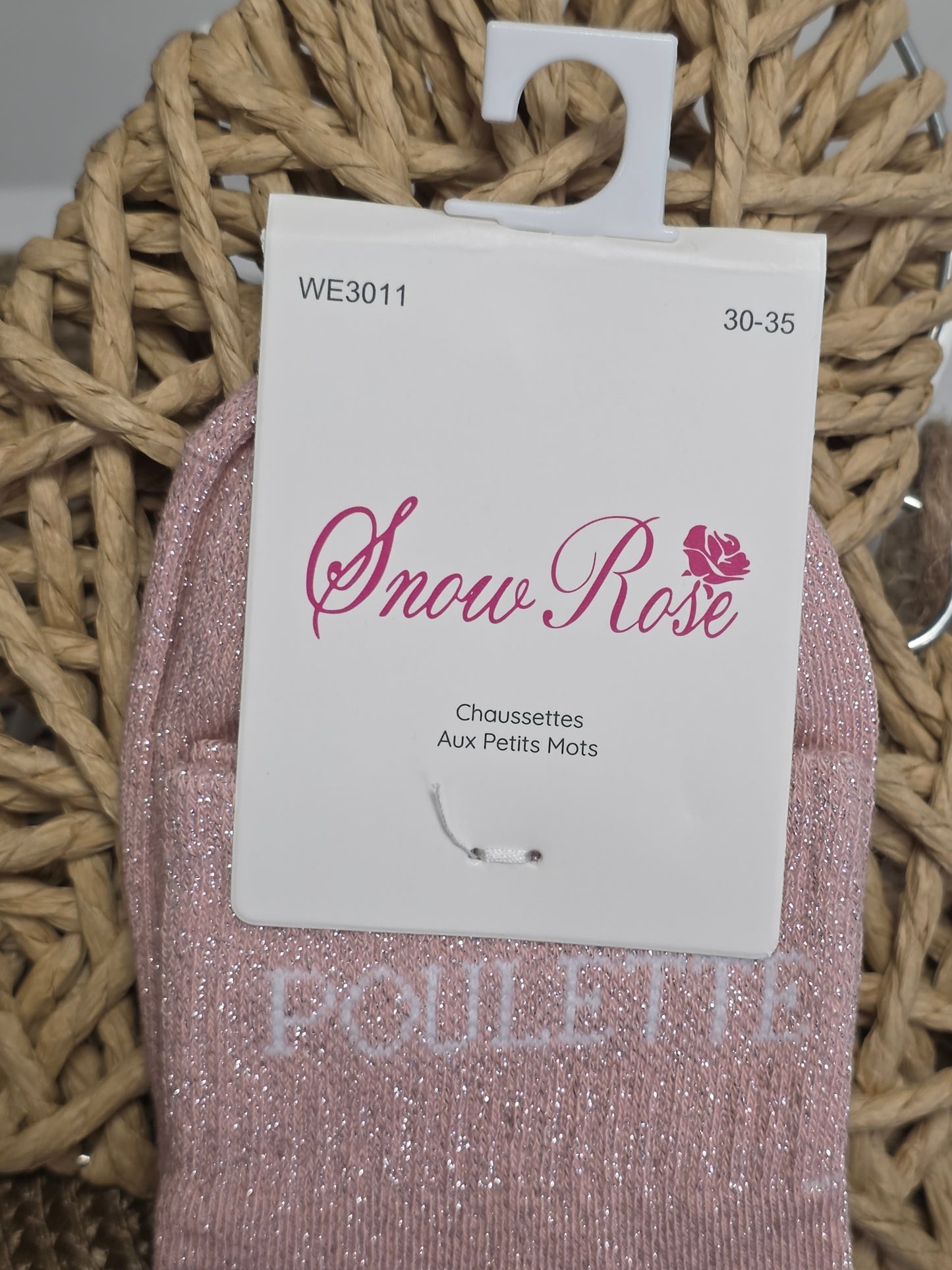 POULETTE - Chaussette à Paillette Enfant  Rose Clair