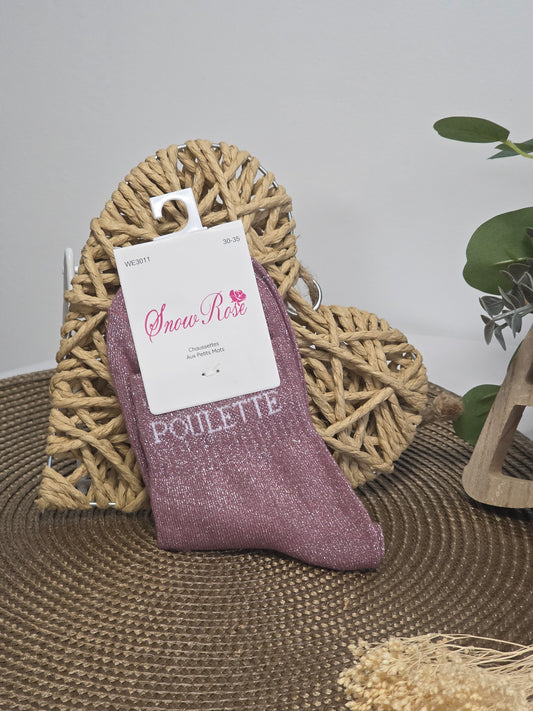 POULETTE - Chaussette à Paillette Enfant  Violine