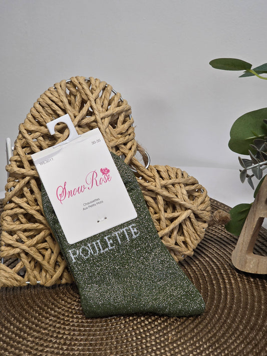 POULETTE - Chaussette à Paillette Enfant Vert