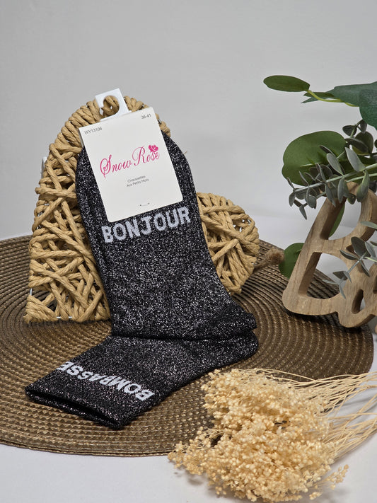 BONJOUR BOMBASSE - Chaussette à Paillette Duo Noir