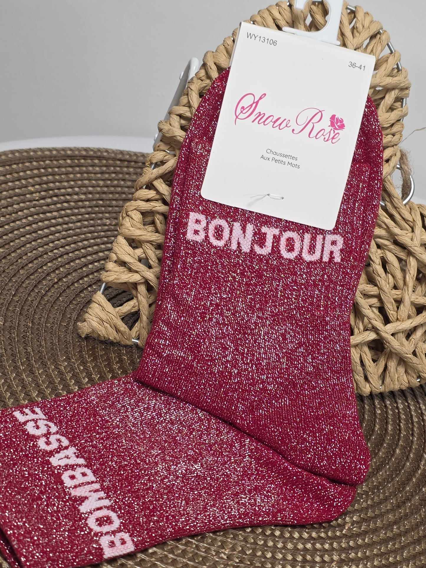 BONJOUR BOMBASSE - Chaussette à Paillette Duo  Bordeaux