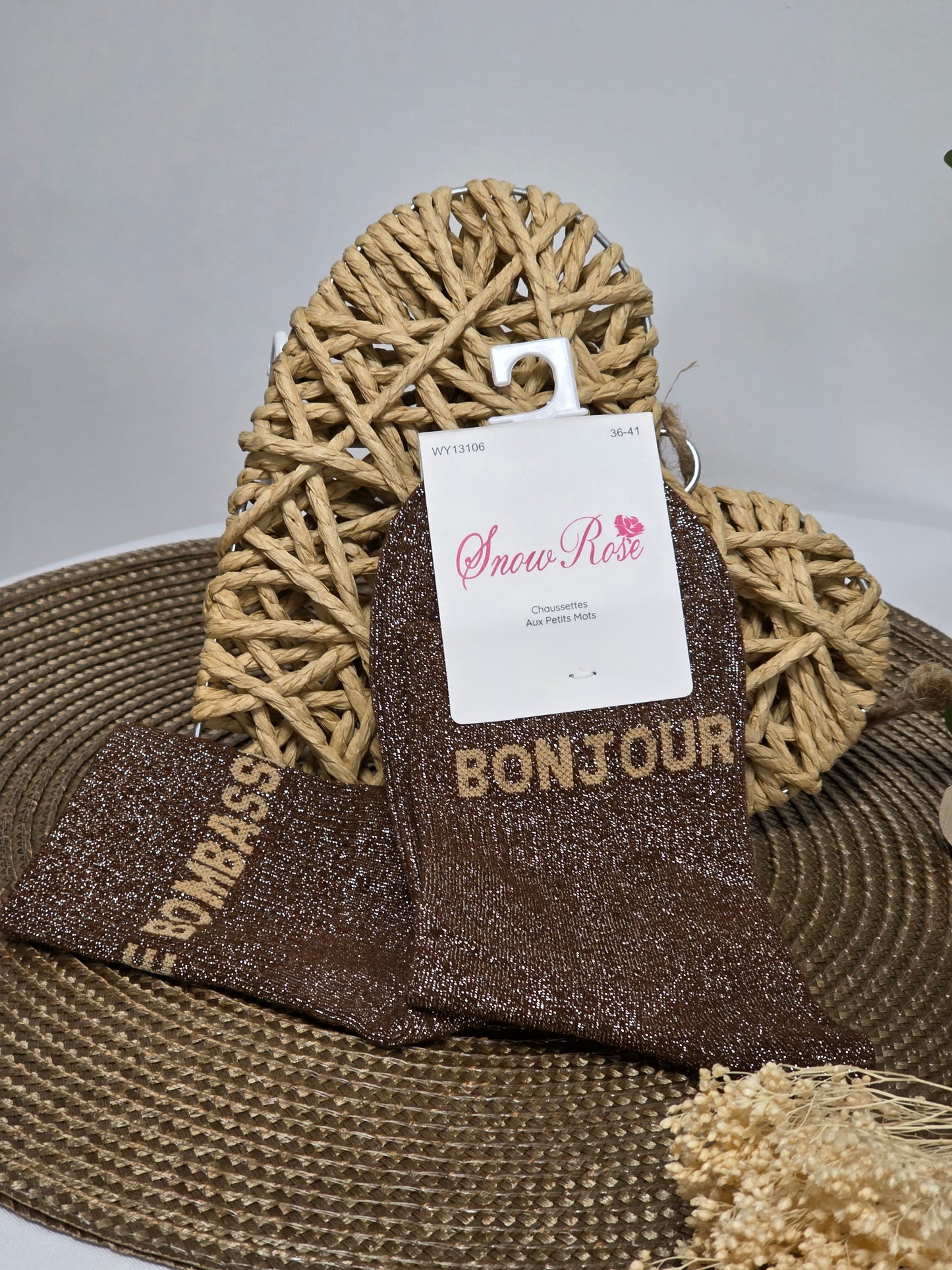 BONJOUR BOMBASSE - Chaussette à Paillette Duo  Marron