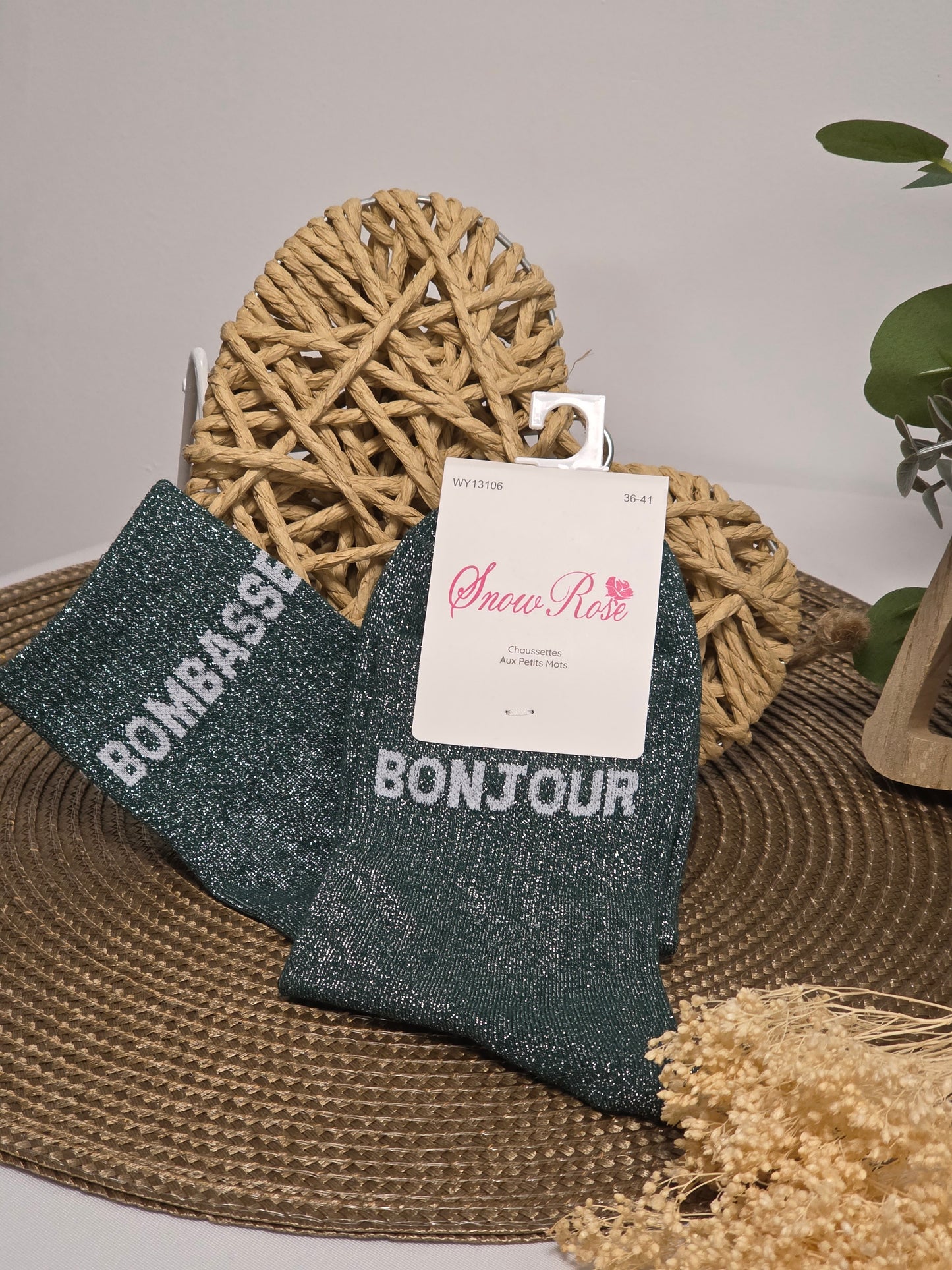 BONJOUR BOMBASSE - Chaussette à Paillette Duo  Vert