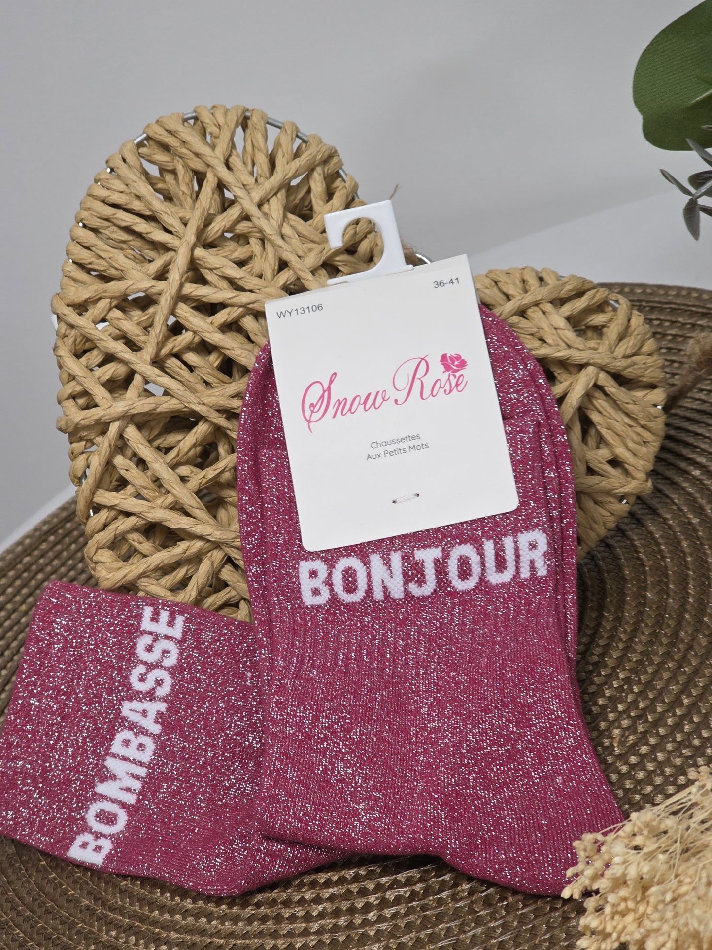 BONJOUR BOMBASSE - Chaussette à Paillette Duo  Rouge Grenat