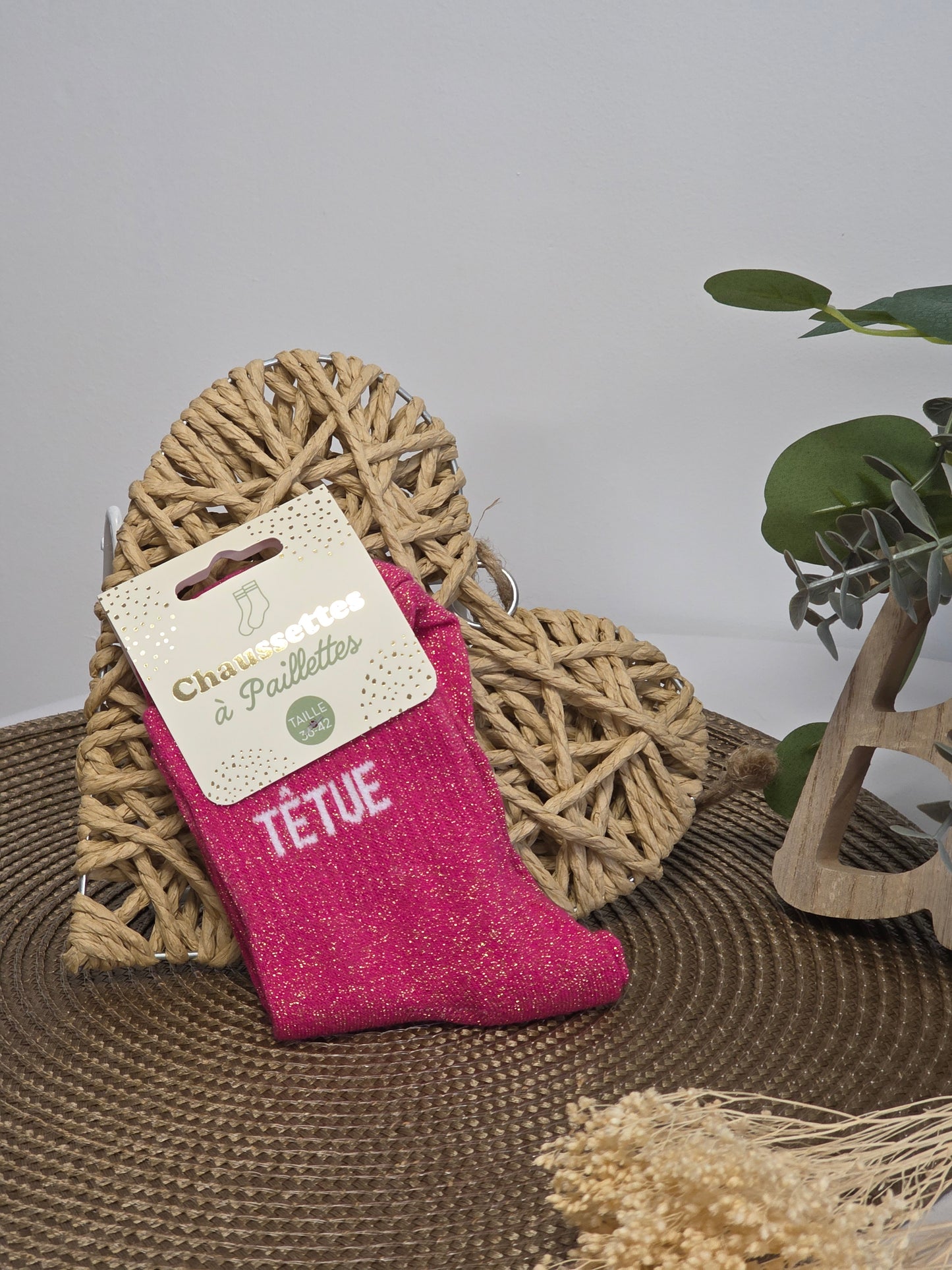 TETUE - Chaussette à Paillette Rose