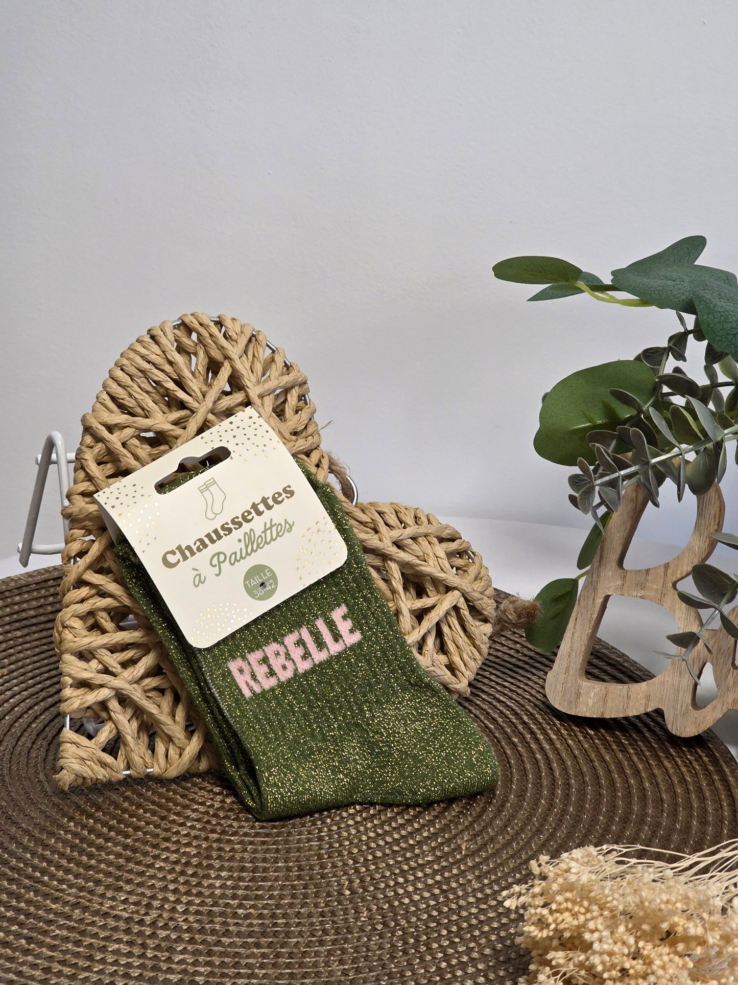 REBELLE - Chaussette à Paillette Kaki