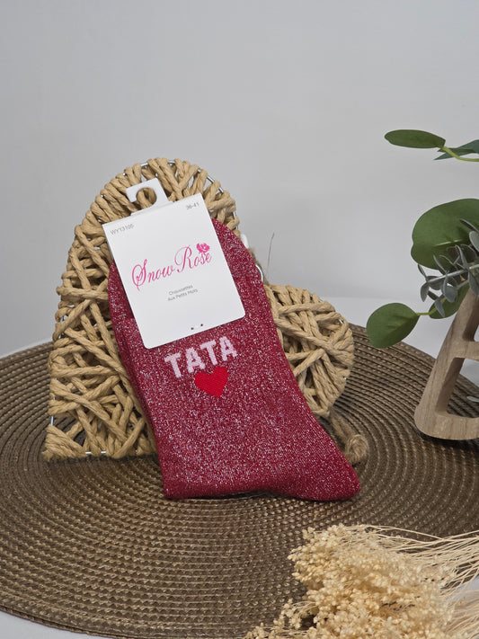 TATA - Chaussette à Paillette Bordeaux