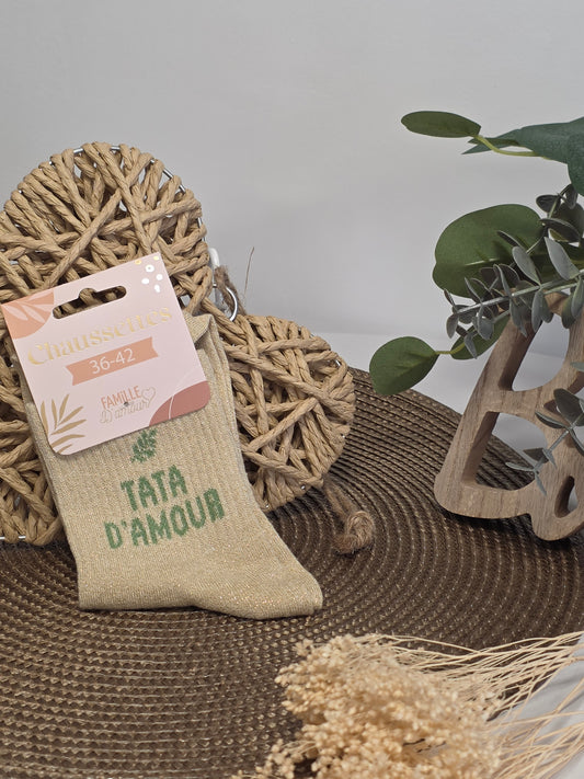 TATA D'AMOUR - Chaussette à Paillette Beige