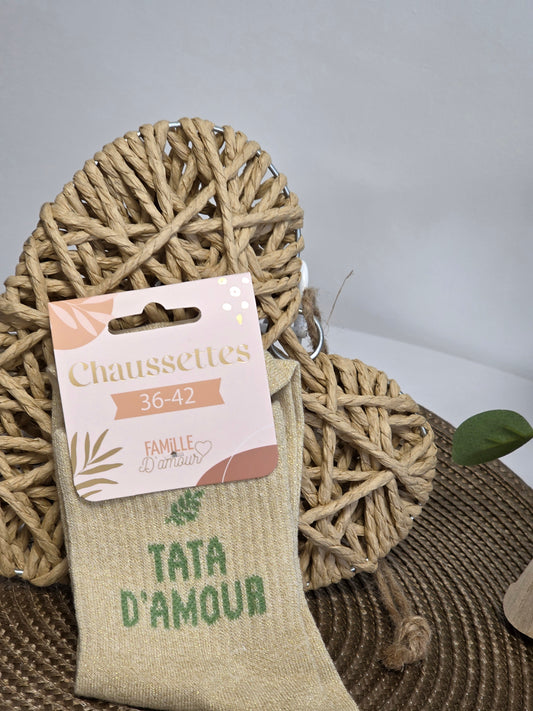TATA D'AMOUR - Chaussette à Paillette Beige
