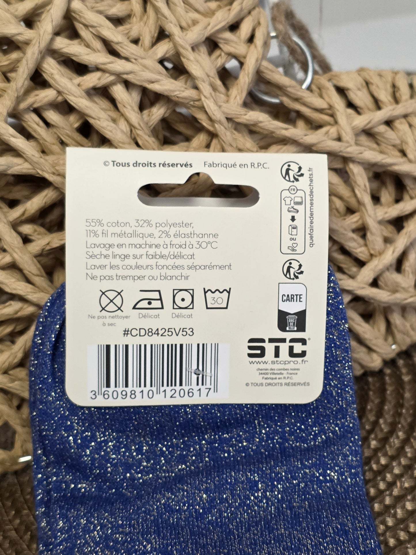 ZERO DEFAUT - Chaussette à Paillette  Bleu