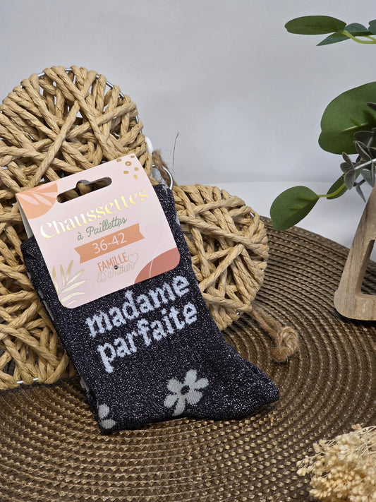 MADAME PARFAITE - Chaussette à Paillette  Noir