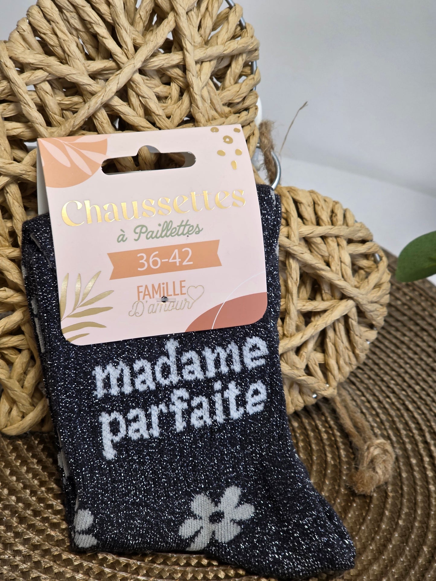 MADAME PARFAITE - Chaussette à Paillette  Noir