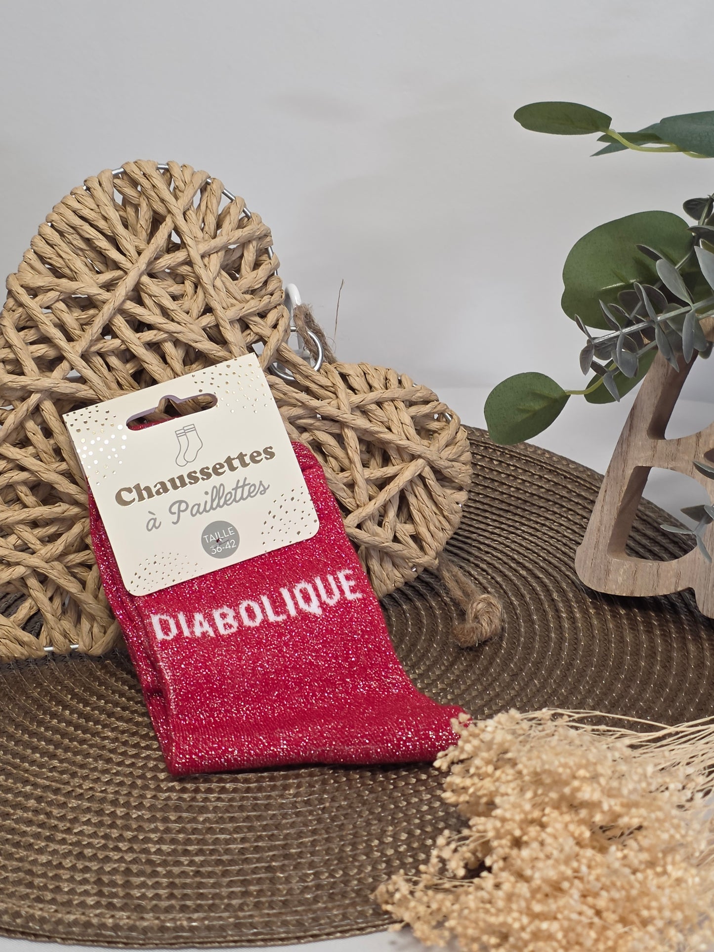 DIABOLIQUE - Chaussette à Paillette  Rouge