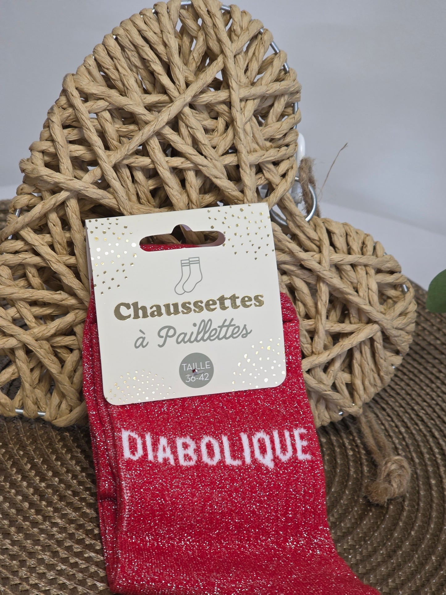 DIABOLIQUE - Chaussette à Paillette  Rouge