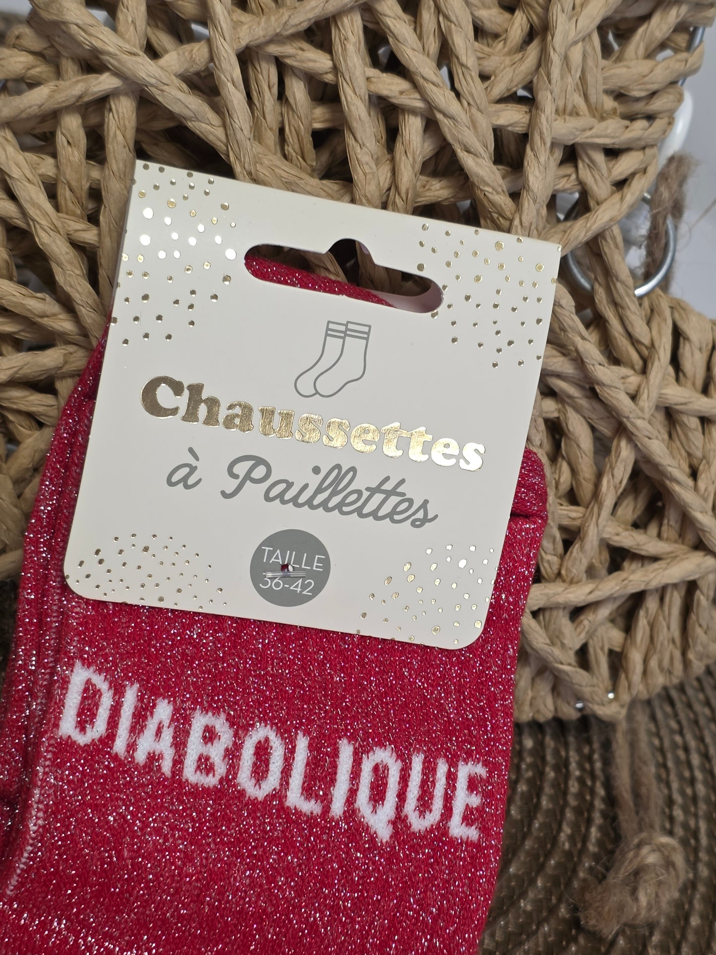 DIABOLIQUE - Chaussette à Paillette  Rouge