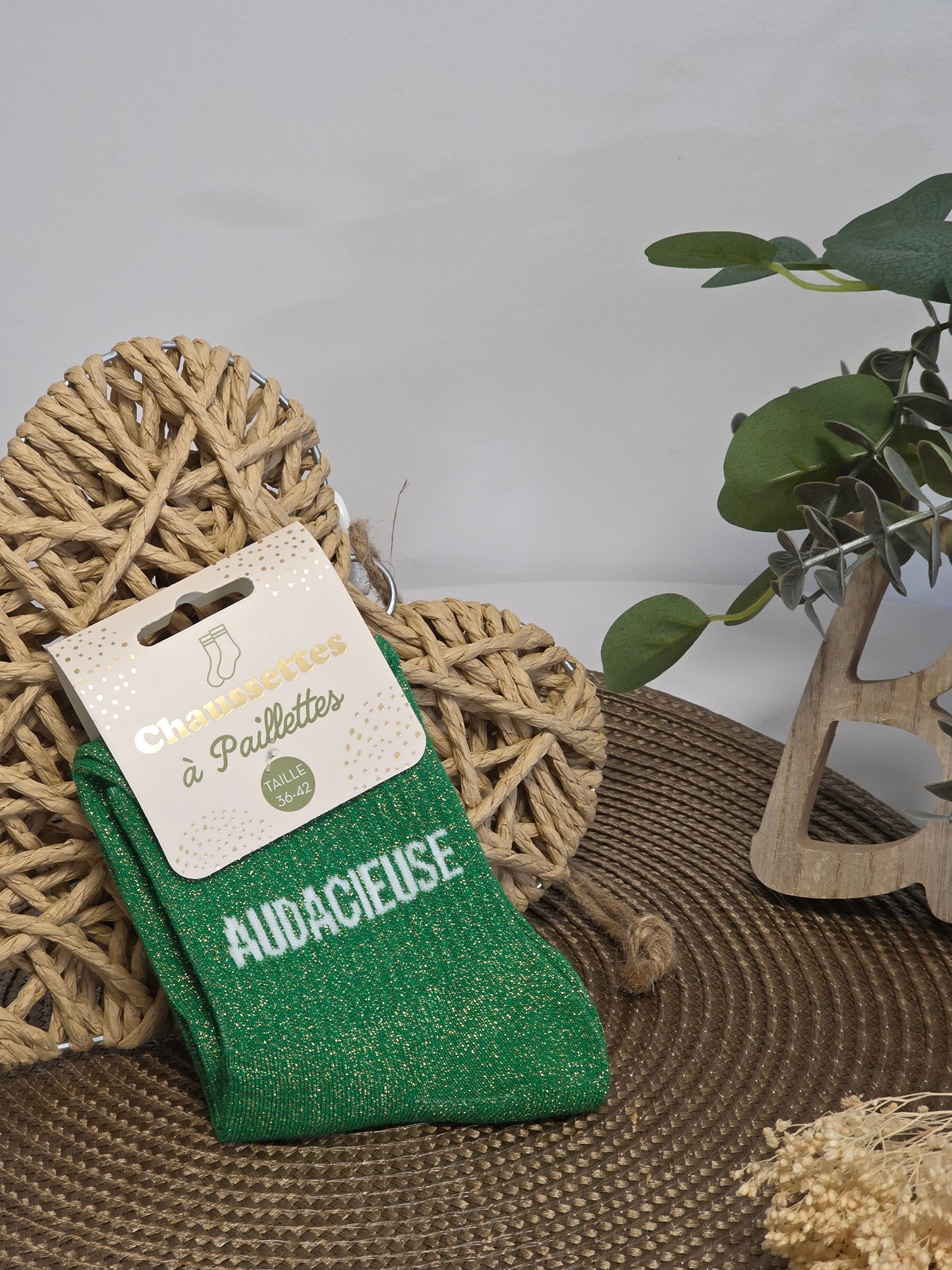 AUDACIEUSE- Chaussette à Paillette  Vert