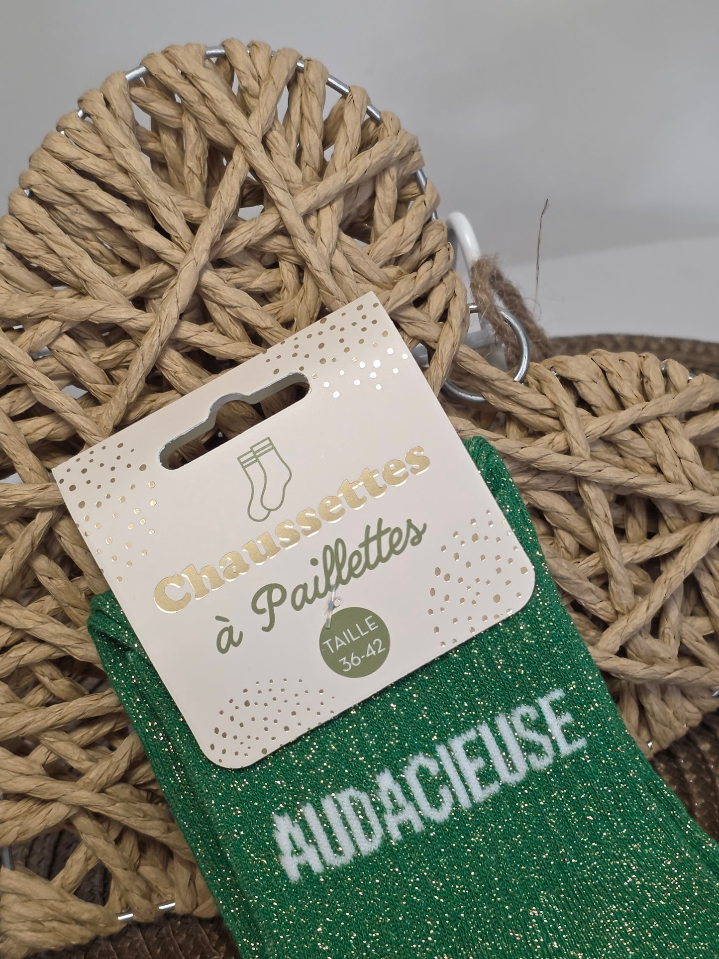 AUDACIEUSE- Chaussette à Paillette  Vert