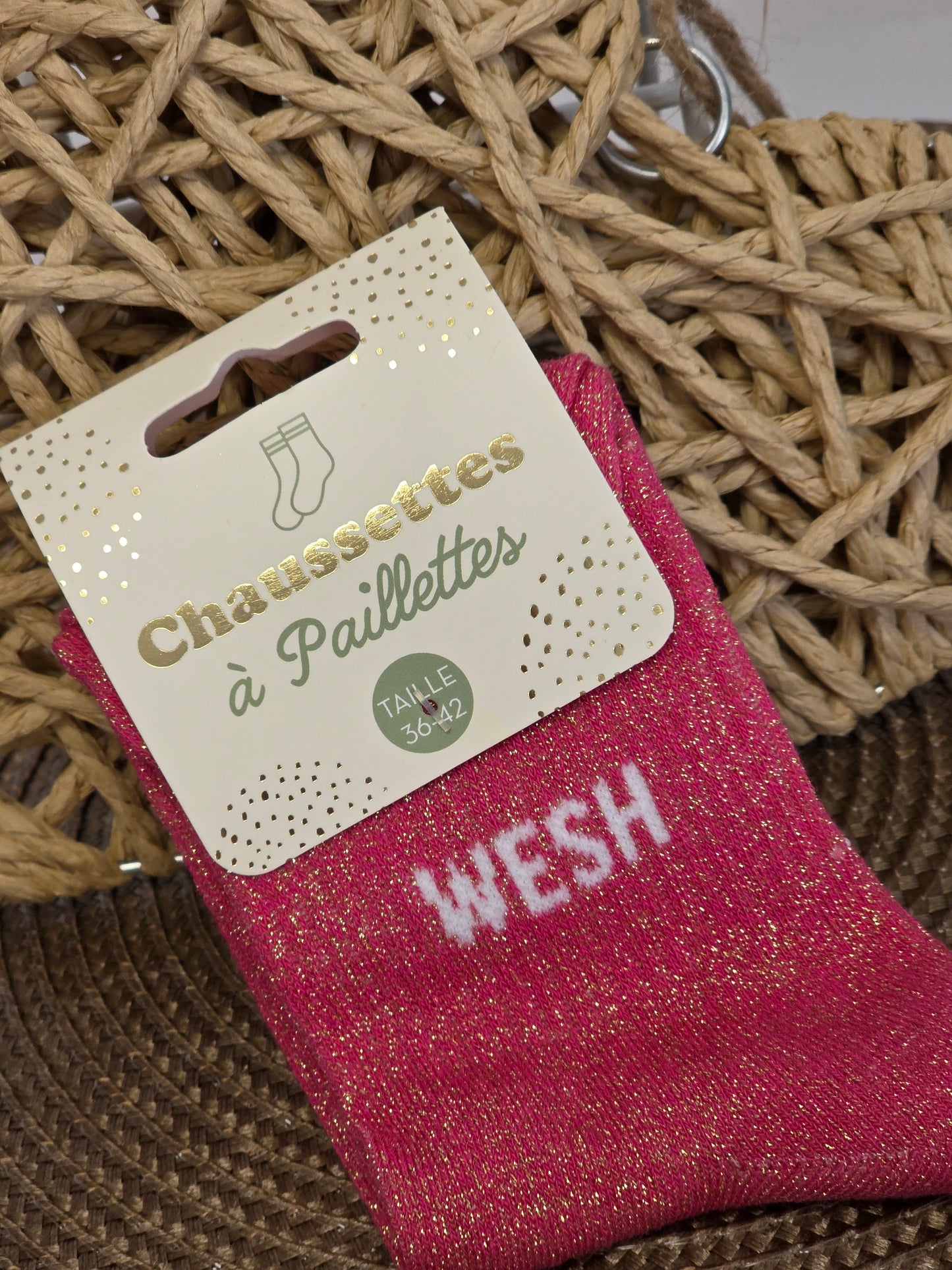 WESH - Chaussette à Paillette  Rose