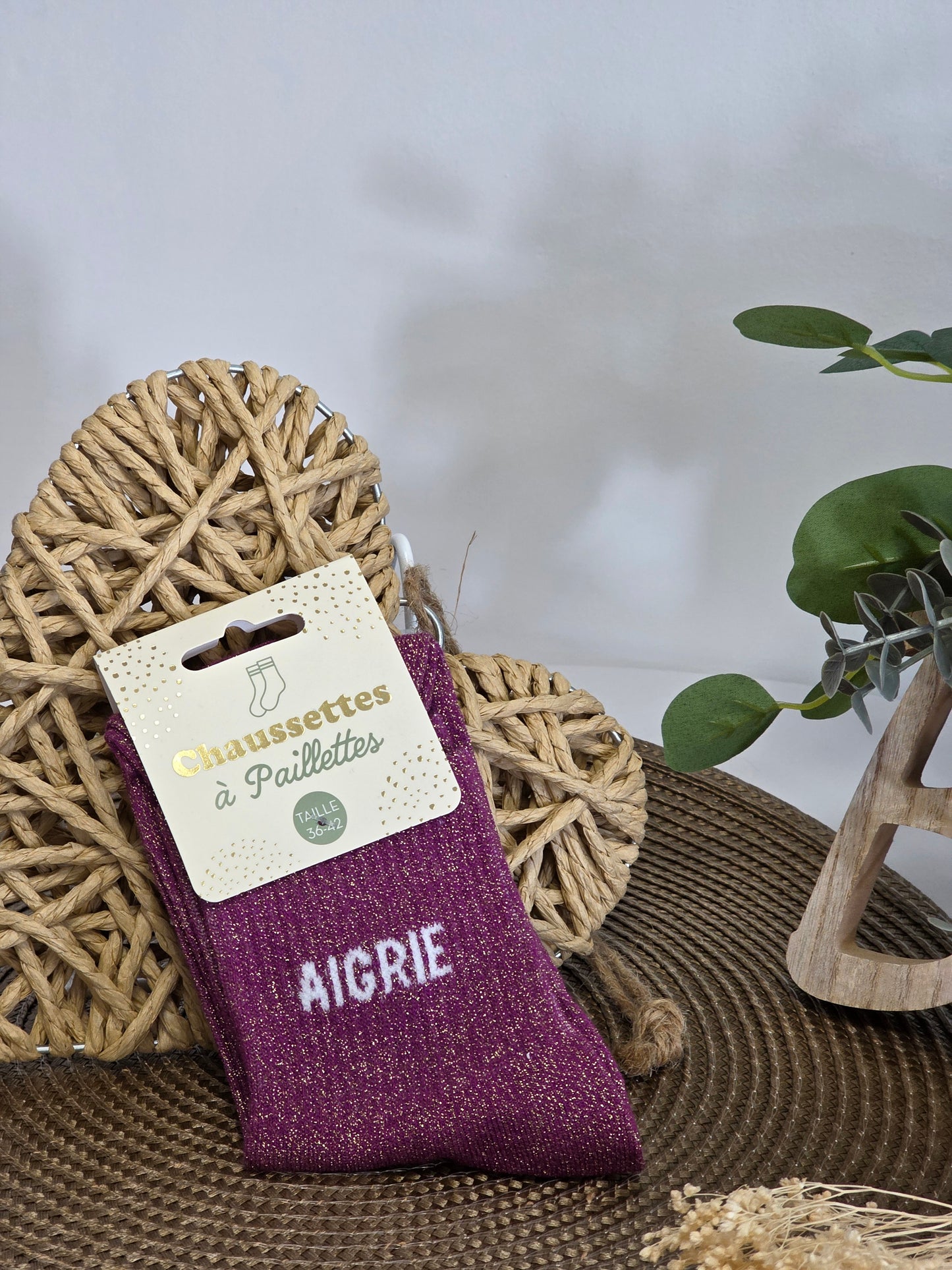AIGRIE - Chaussette à Paillette  VIOLET