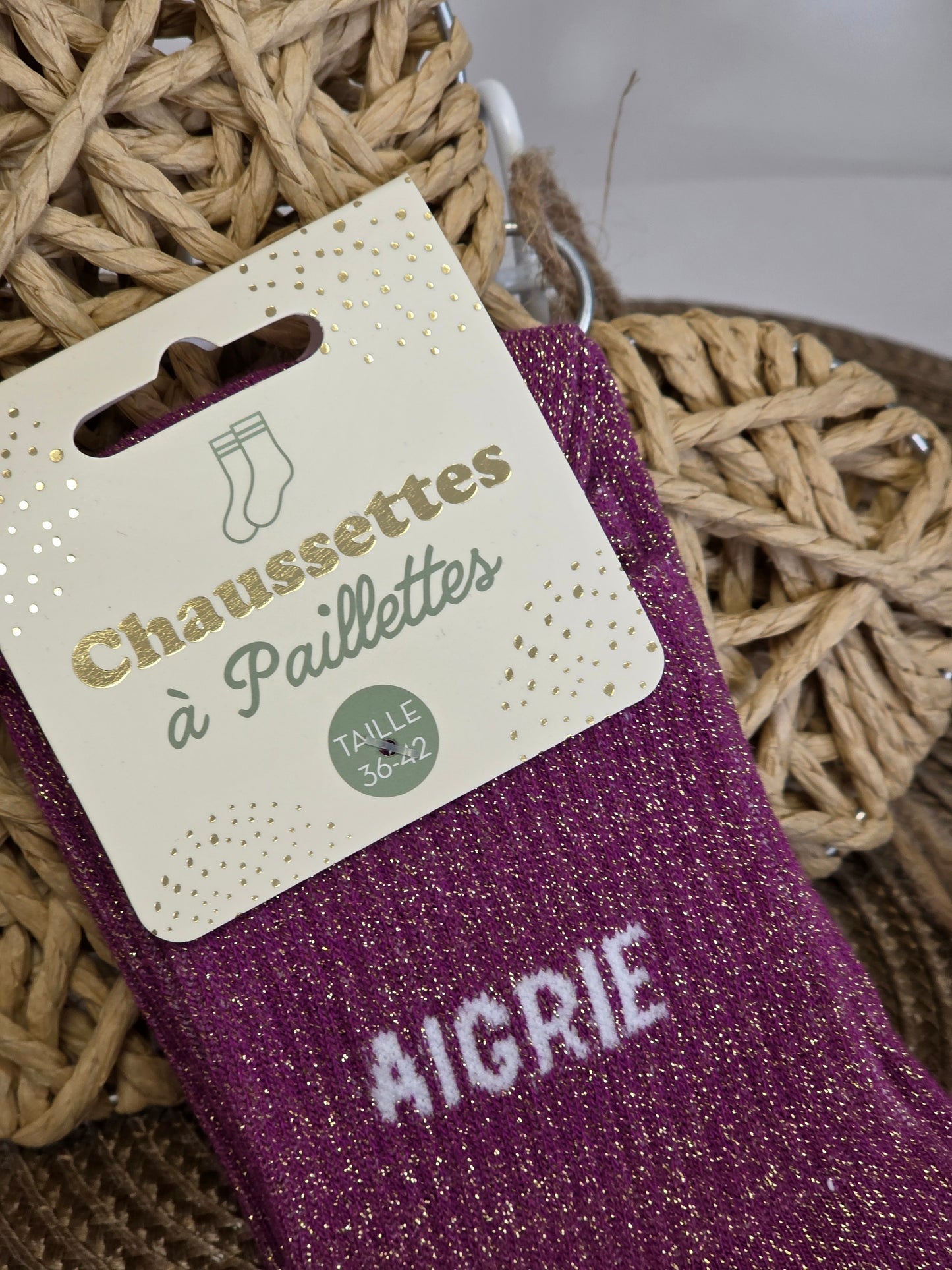 AIGRIE - Chaussette à Paillette  VIOLET