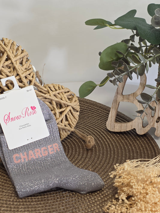 CHARGER - Chaussette à Paillette  Gris