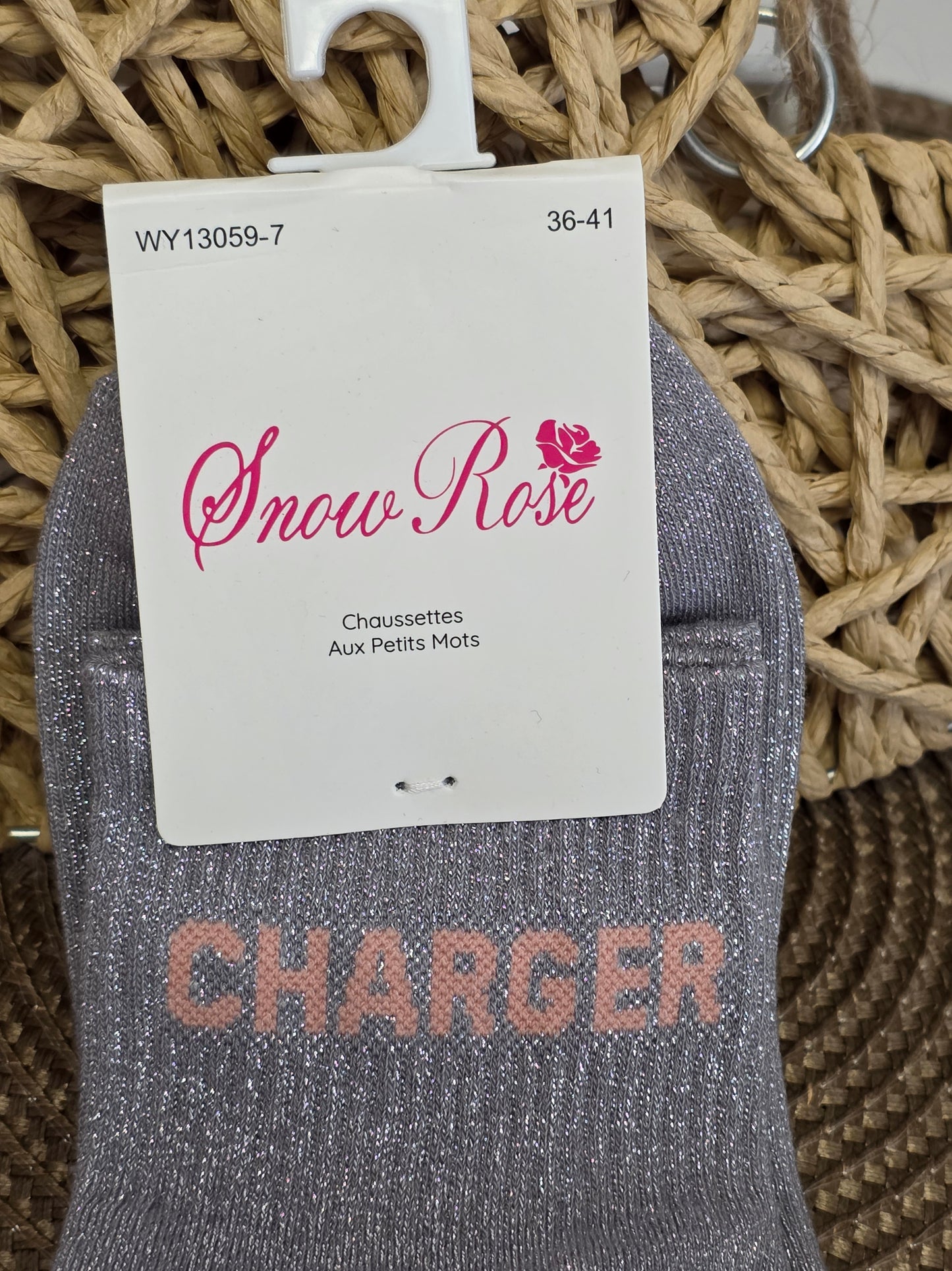 CHARGER - Chaussette à Paillette  Gris