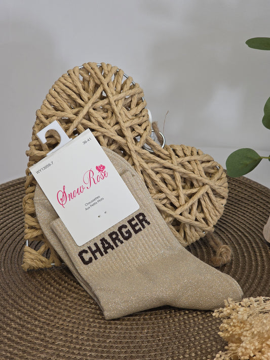 CHARGER - Chaussette à Paillette  Beige