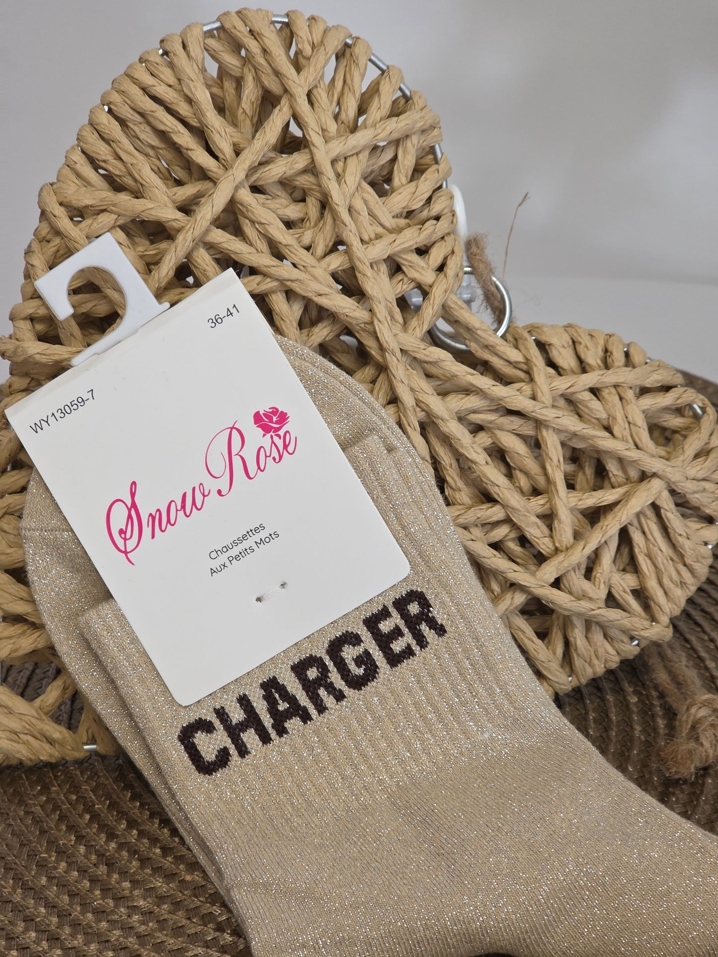CHARGER - Chaussette à Paillette  Beige