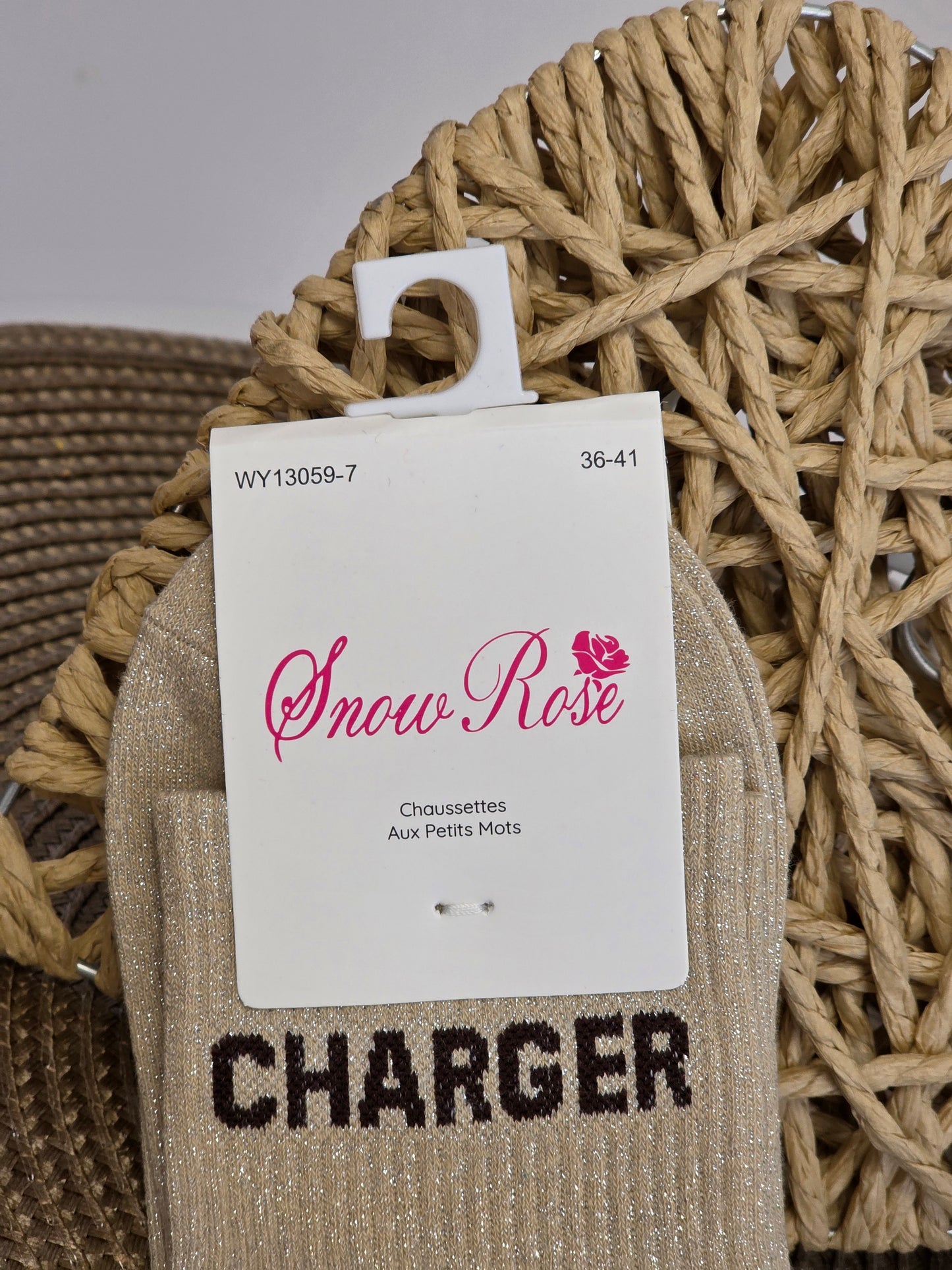 CHARGER - Chaussette à Paillette  Beige
