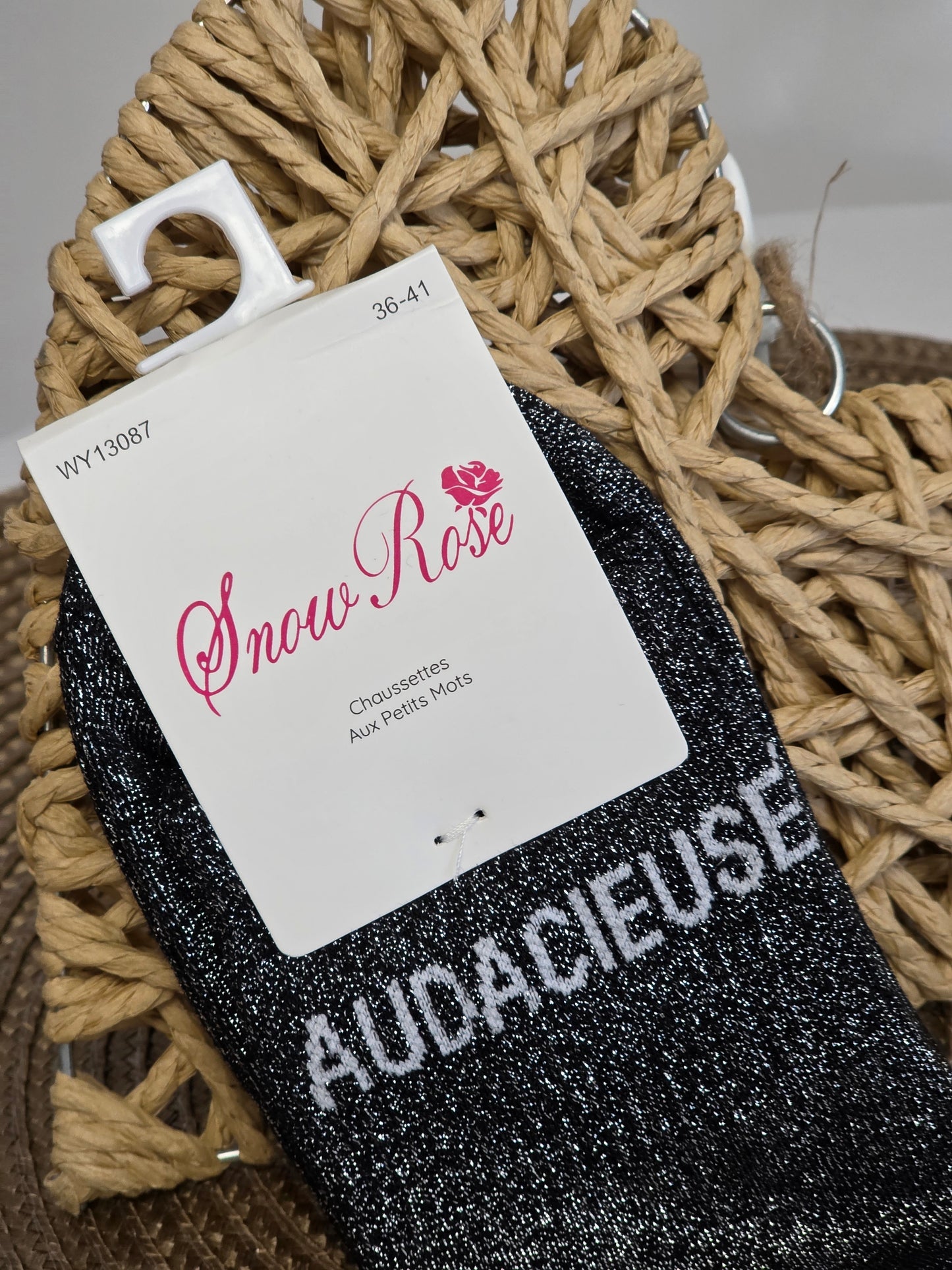 AUDACIEUSE- Chaussette à Paillette  Noir
