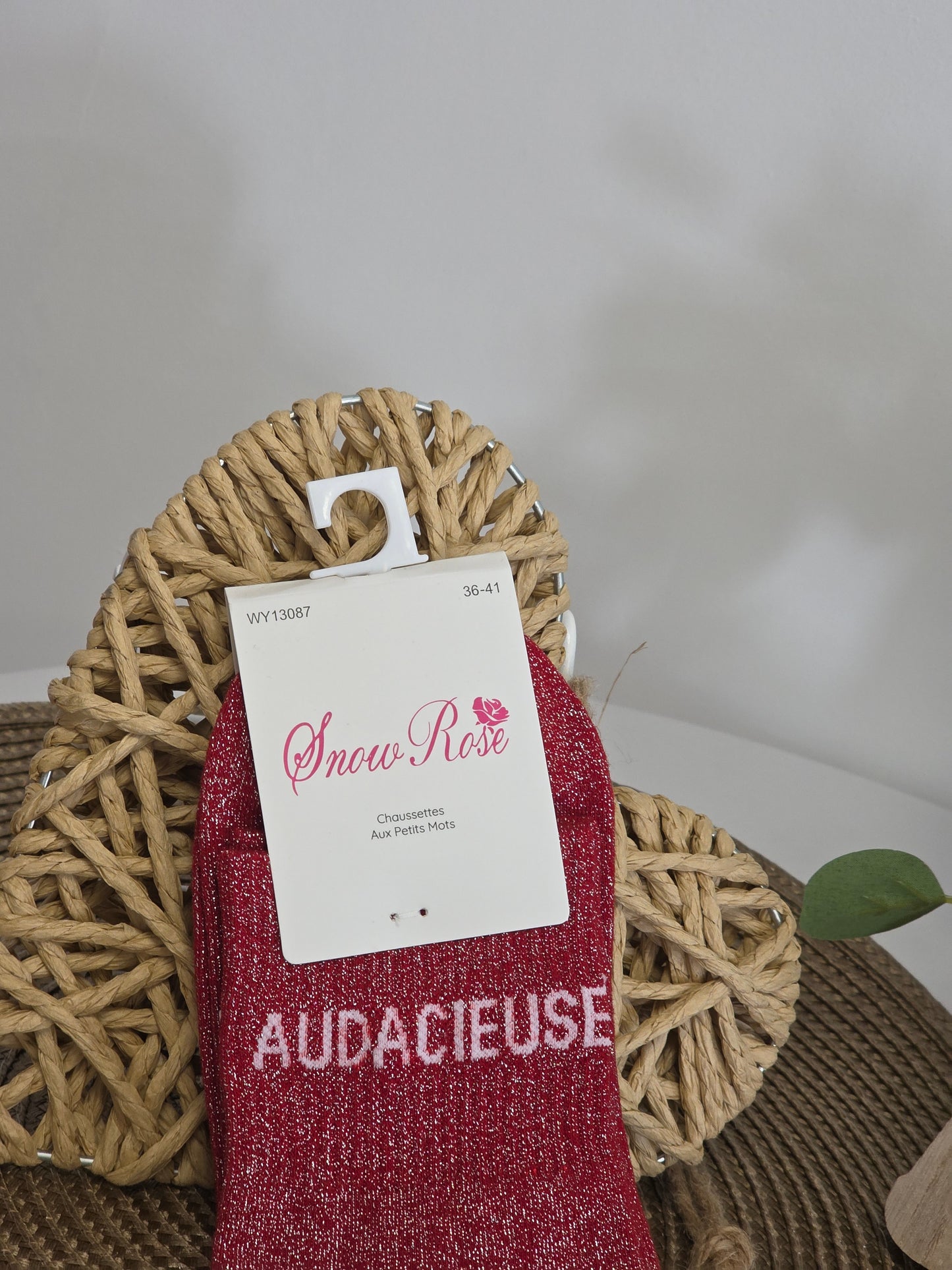 AUDACIEUSE- Chaussette à Paillette  Rouge