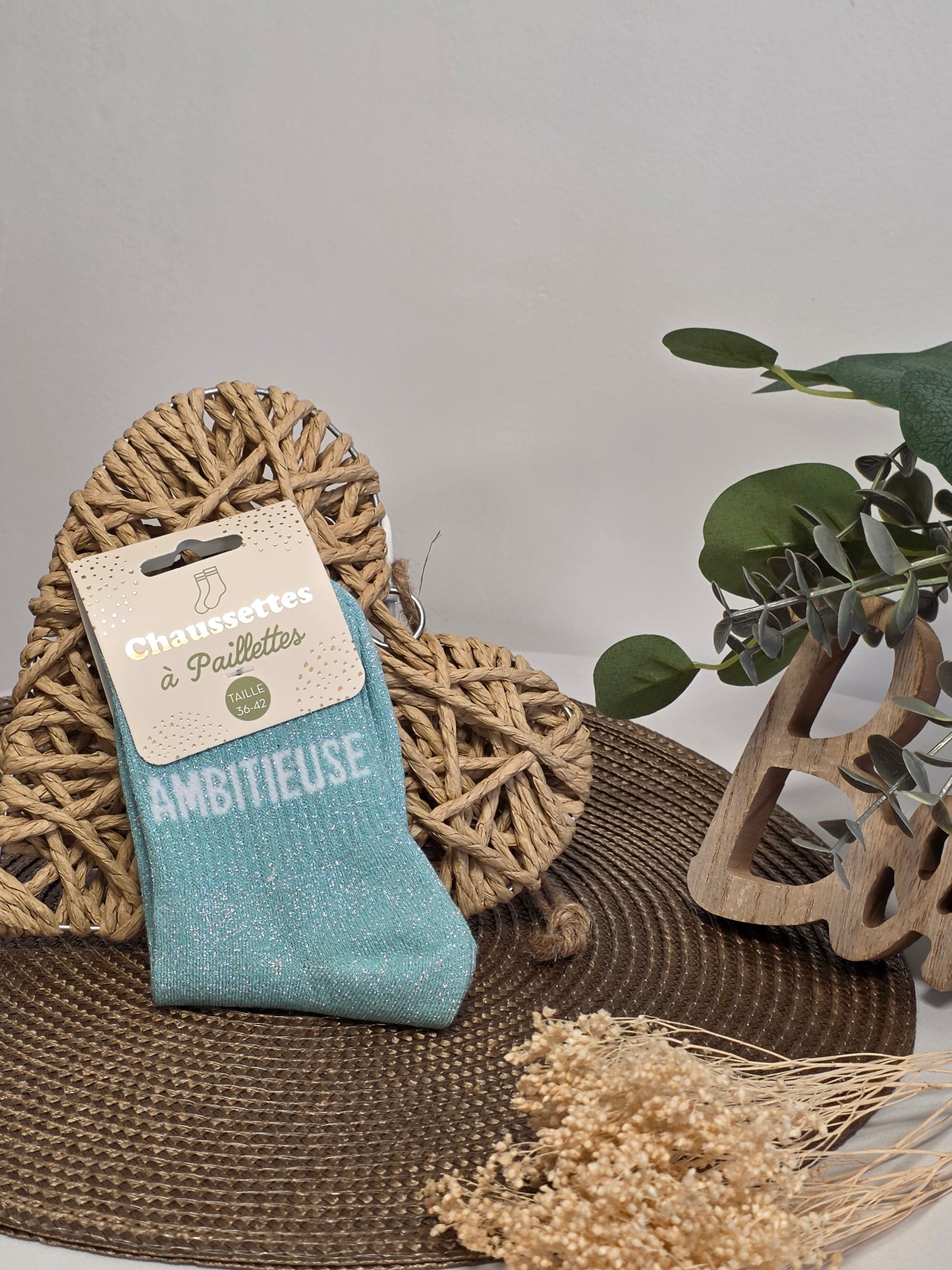 AMBITIEUSE - Chaussette à Paillette  Turquoise