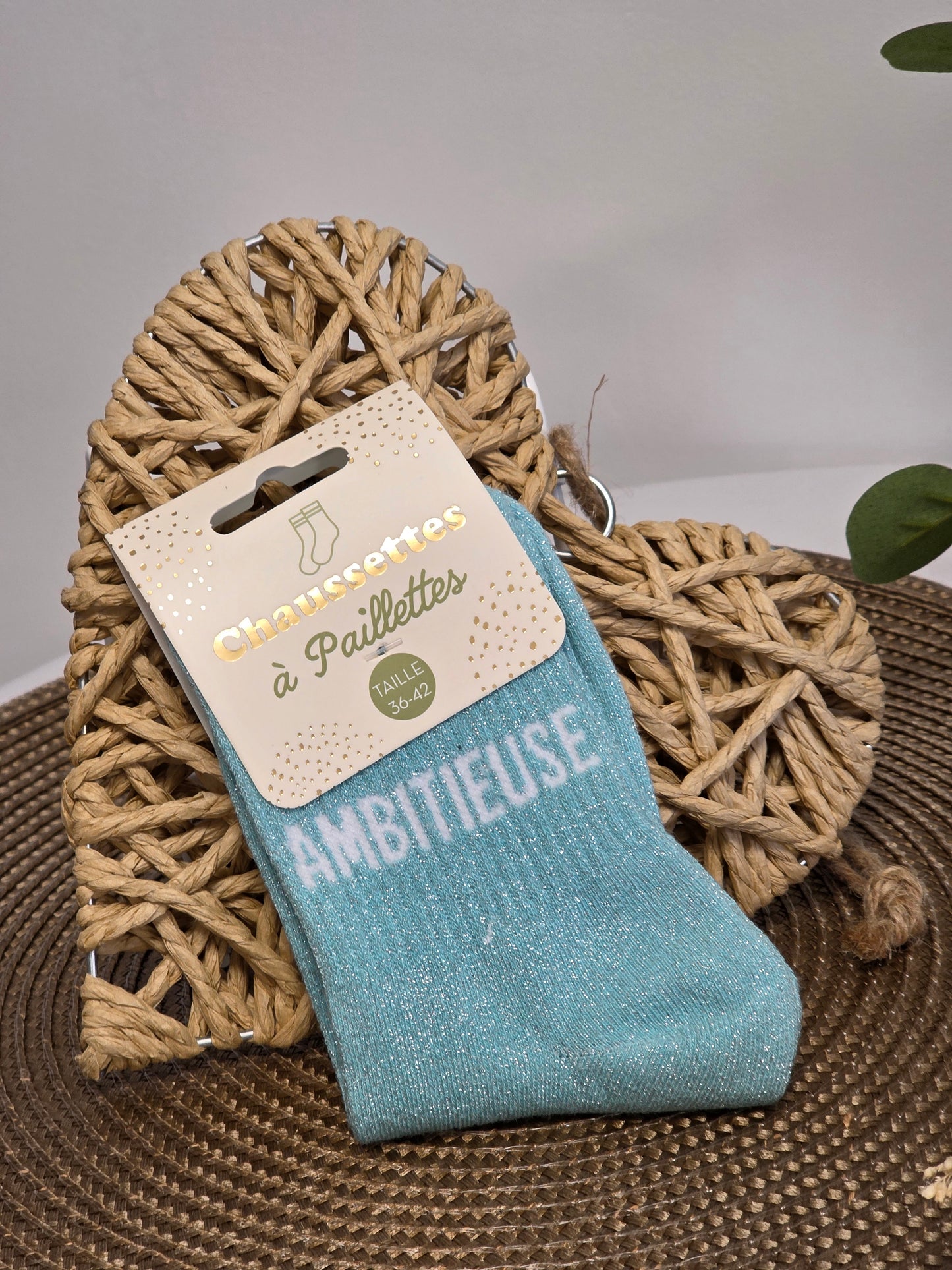 AMBITIEUSE - Chaussette à Paillette  Turquoise
